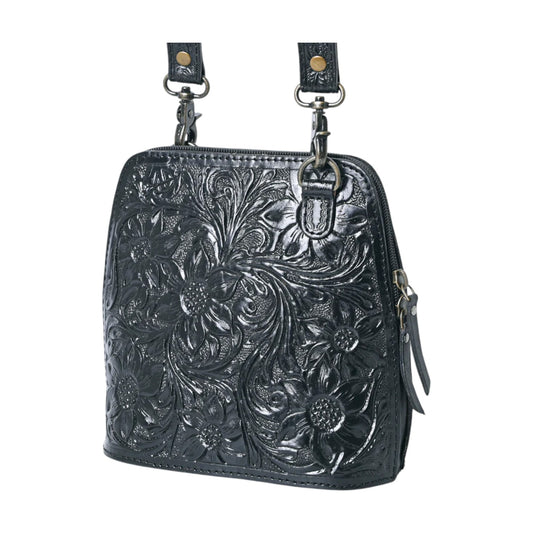 ADBG1136 Hand Tooled Leather Crossbody Bag – Compact Floral Western Purse by American Darling
