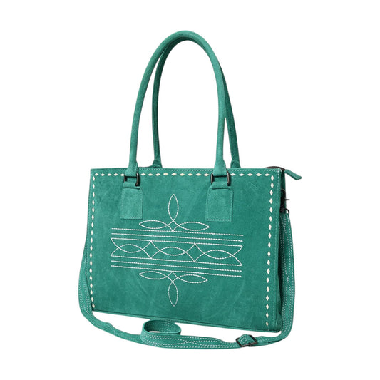 ADBG1553 – Western Suede Leather Tote Bag with Boot Stitch Embroidery