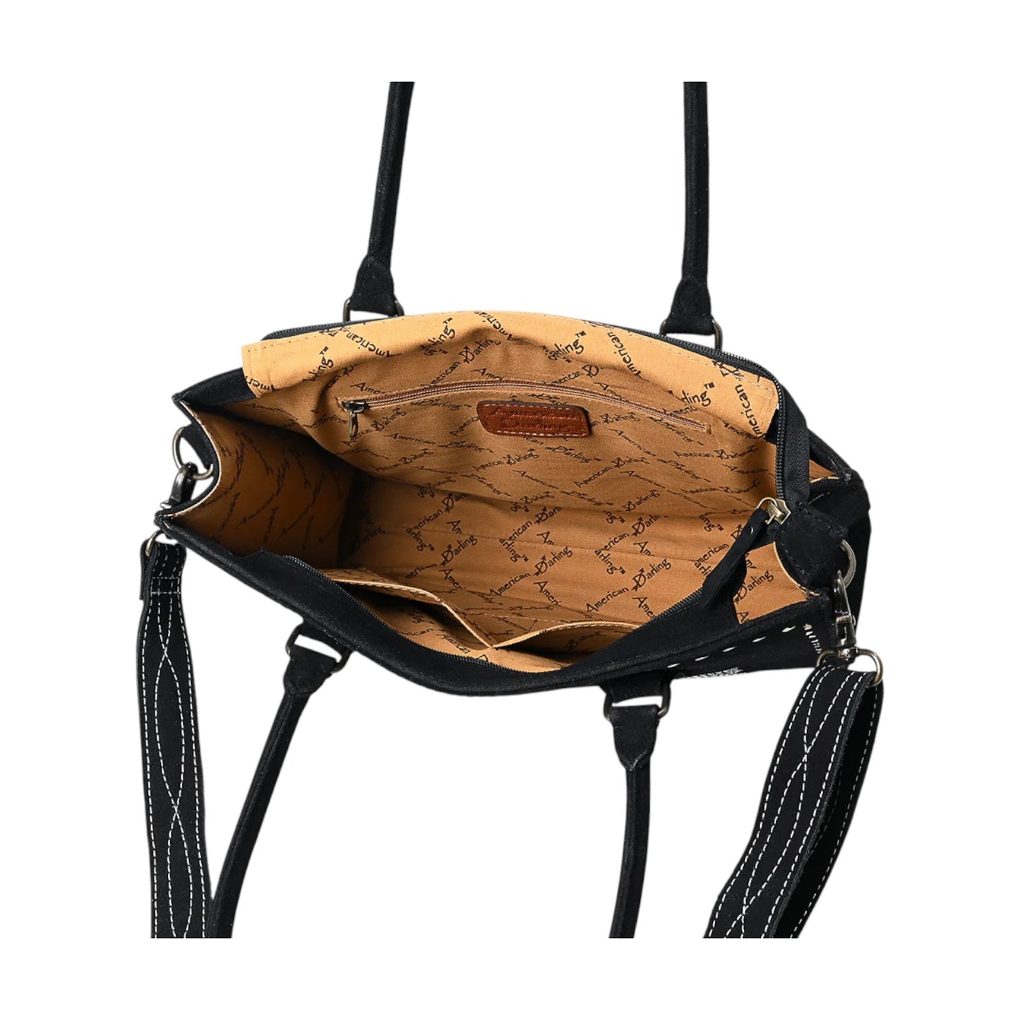 ADBG1553 – Western Suede Leather Tote Bag with Boot Stitch Embroidery