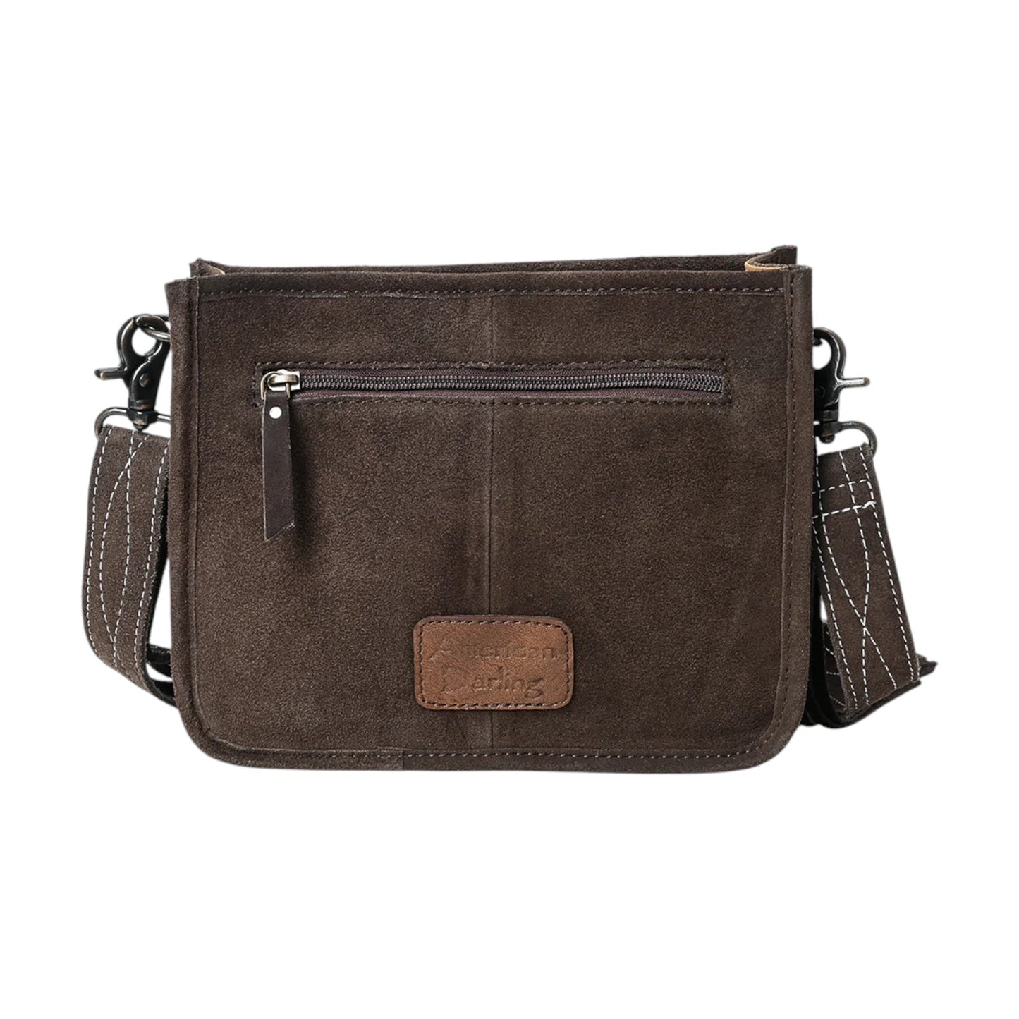 ADBG1572 – Western Suede Leather Crossbody Bag with Boot Stitch Embroidery