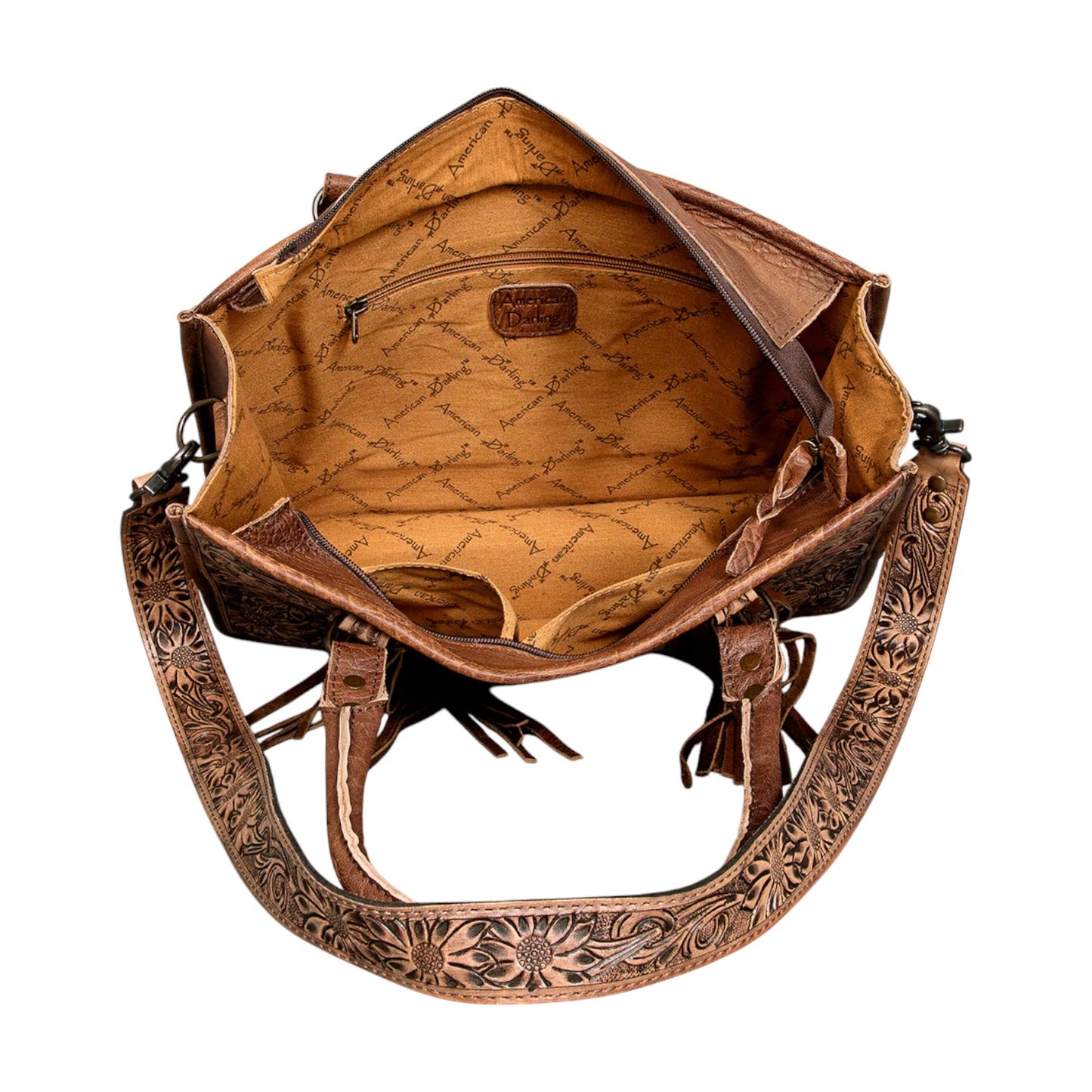 ADBG230BKW – Cowhide & Hand-Tooled Leather Western Tote Bag | Genuine Leather Purse by American Darling