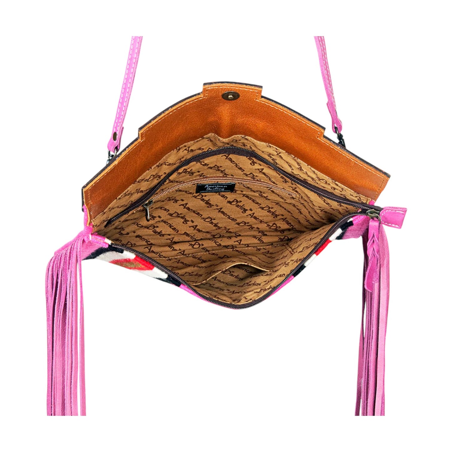 ADBG664E Saddle Blanket Crossbody Bag – Hand Tooled Leather Fringe Purse by American Darling