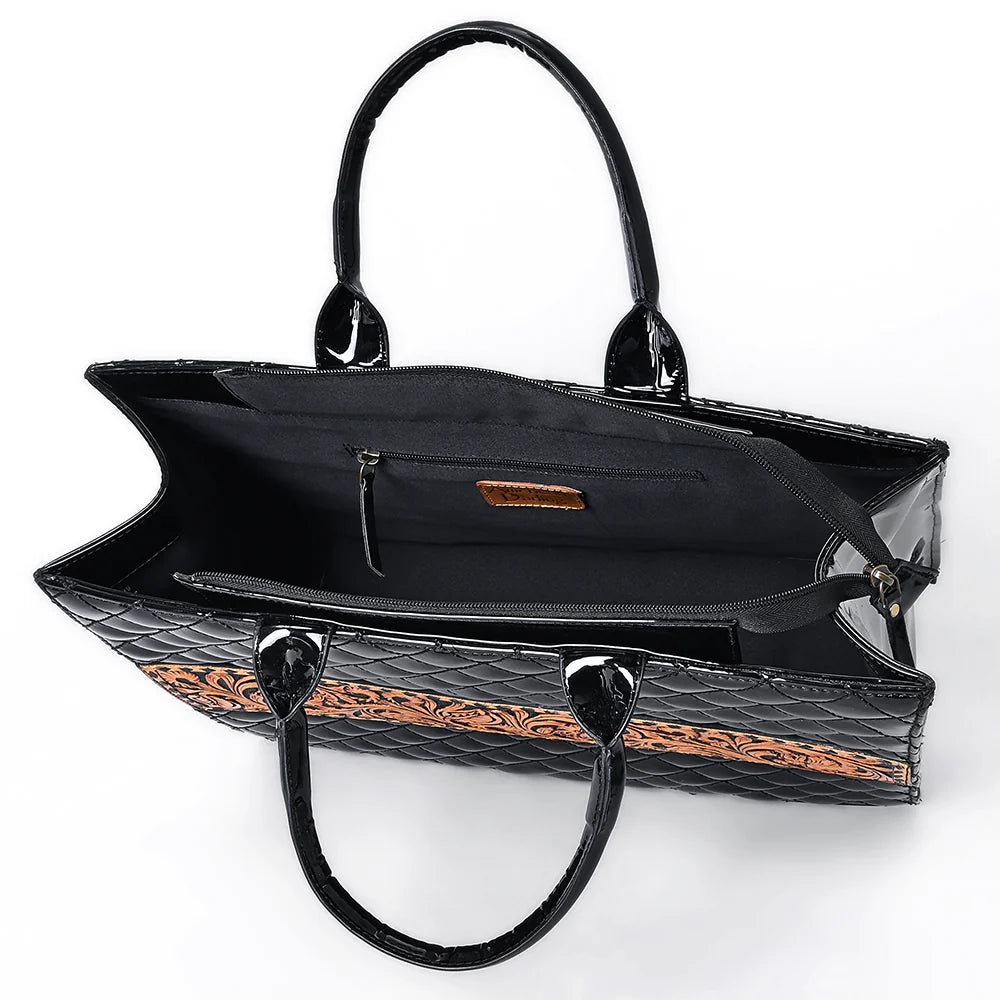 ADBGA775 – Hand-Tooled Quilted Leather Western Tote Bag | Genuine Cowgirl Shoulder Bag by American Darling