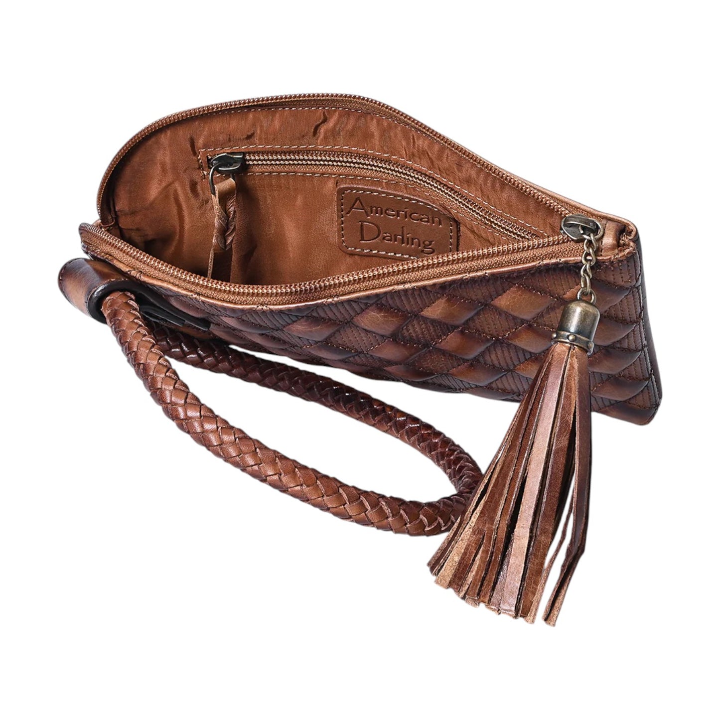 ADBGM615 – Quilted Leather Western Clutch Bag with Elbow Strap Ring