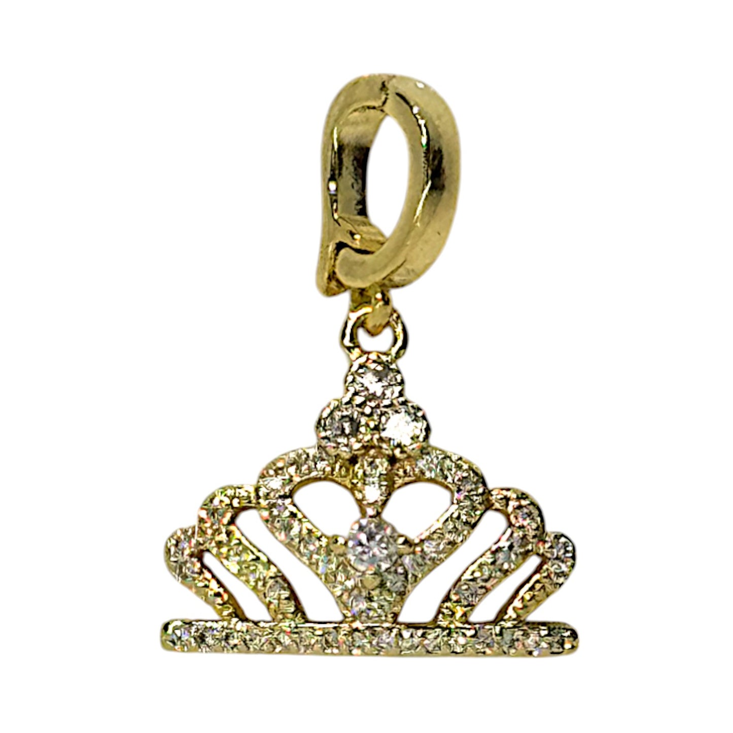 Crown Charm – Rhinestone Princess Tiara in Triple Plated 18K Gold with Clasp