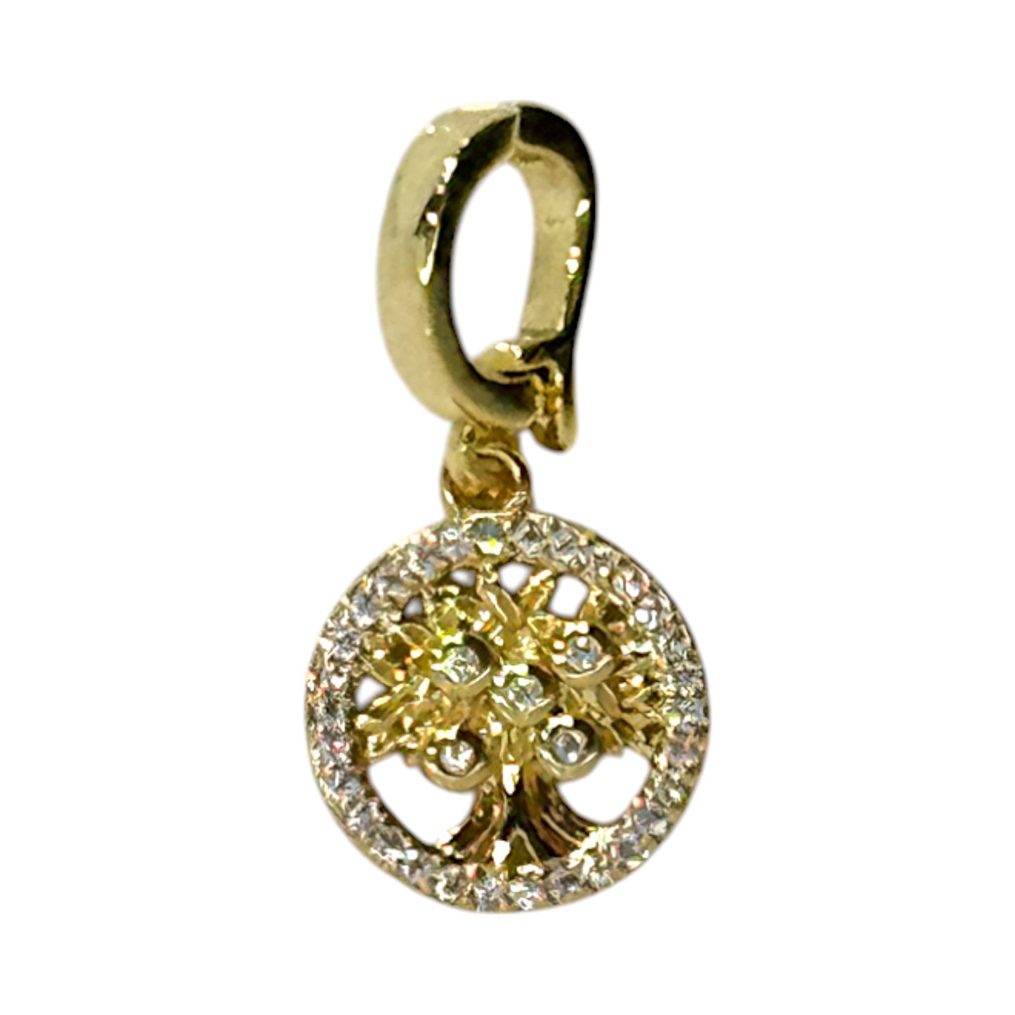 Tree of Life Charm – Sparkling Rhinestone Pendant in Triple Plated 18K Gold with Clasp