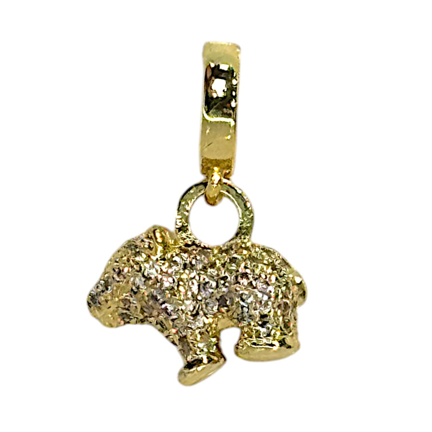 Gold Bear Charm – Pave Crystal Bear Pendant with Clasp
