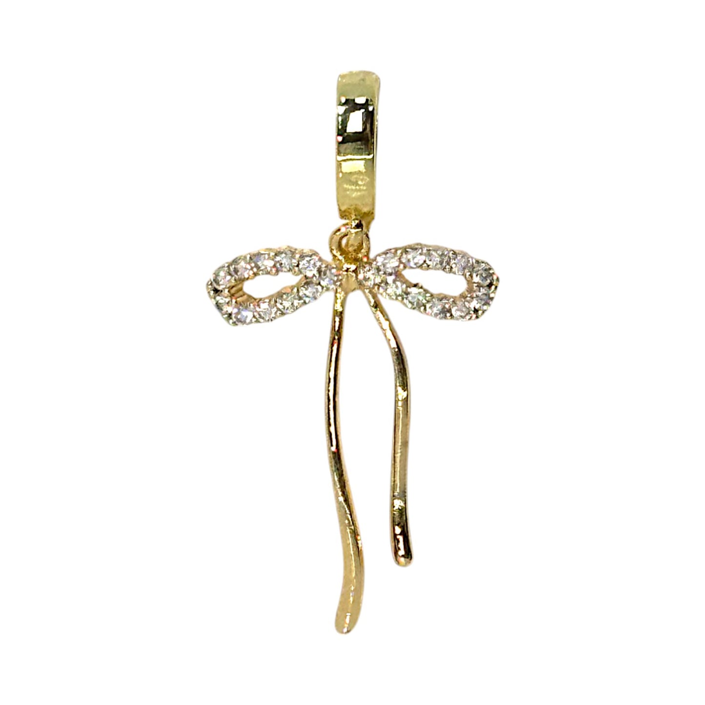 Gold Crystal Bow Charm – Clip-On for Necklaces & Bracelets