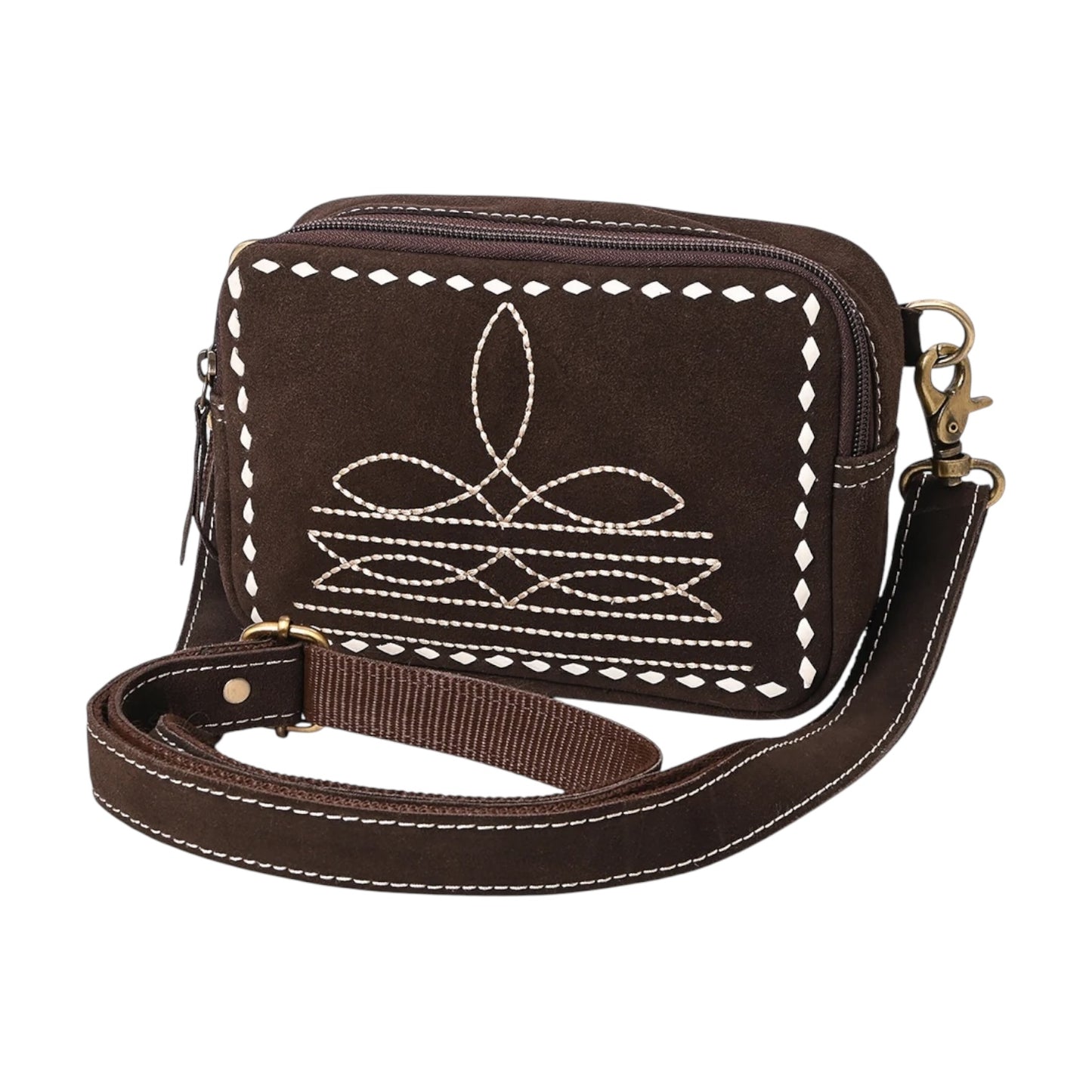 ADBGA710 – Suede Boot Stitch Crossbody Bag