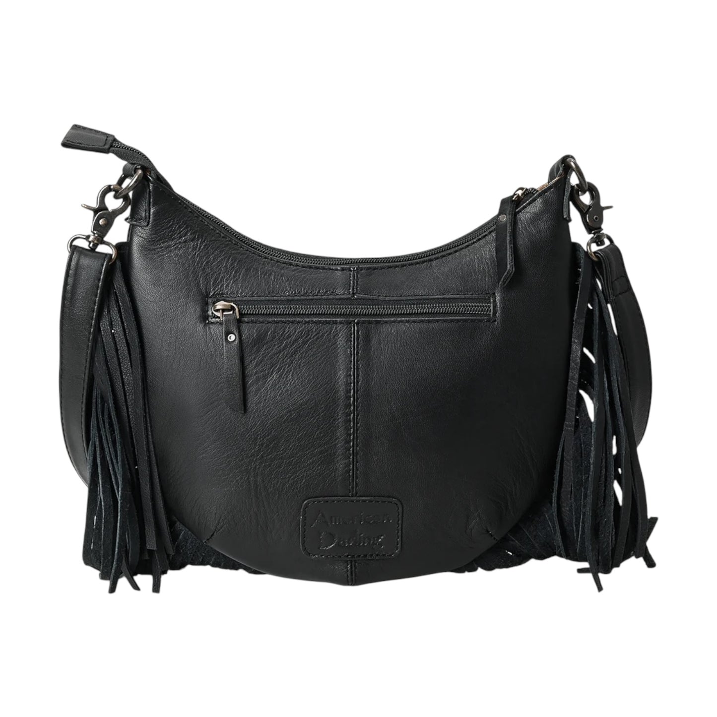 ADBG1686 – Hand-Tooled & Quilted Leather Fringe Crossbody Bag