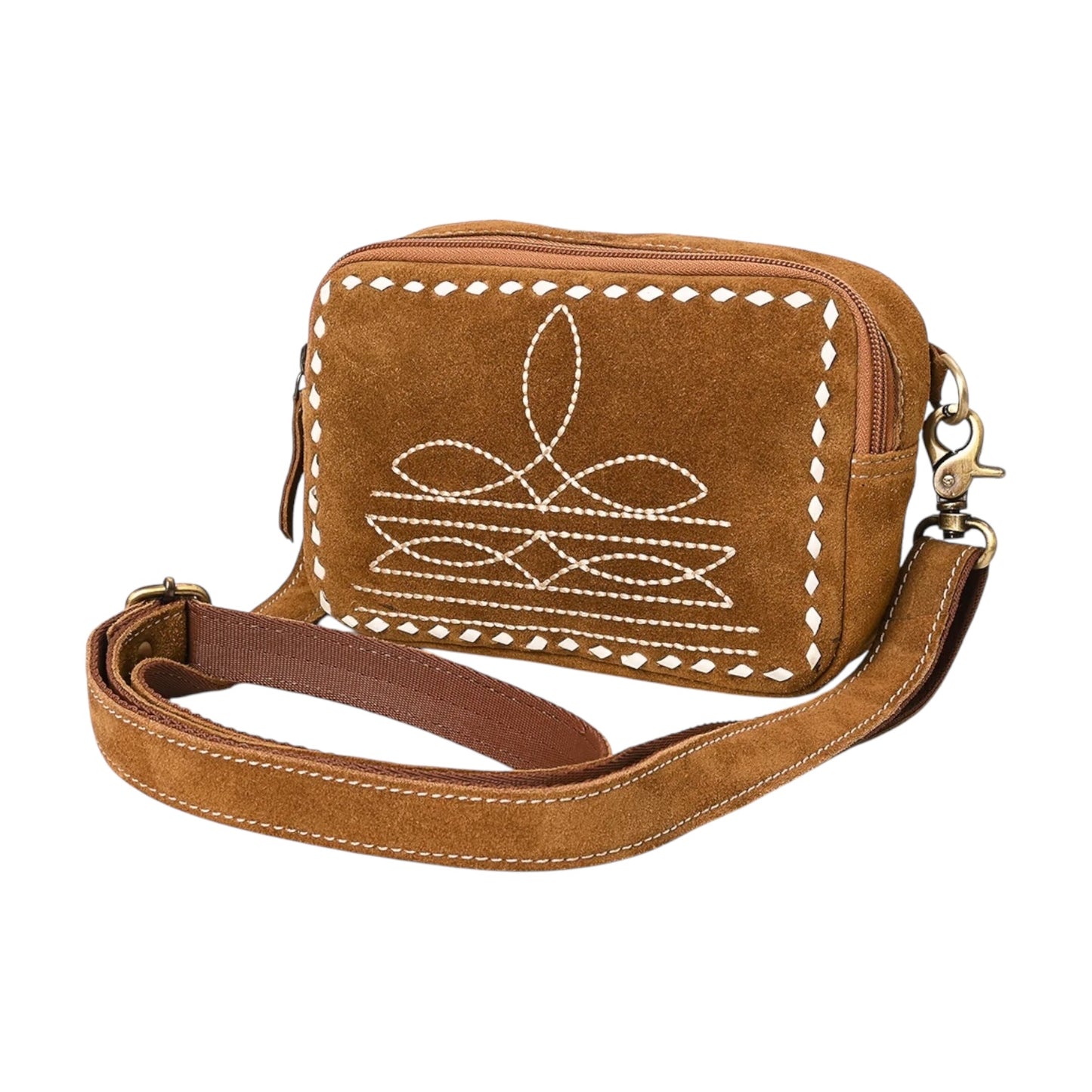 ADBGA710 – Suede Boot Stitch Crossbody Bag