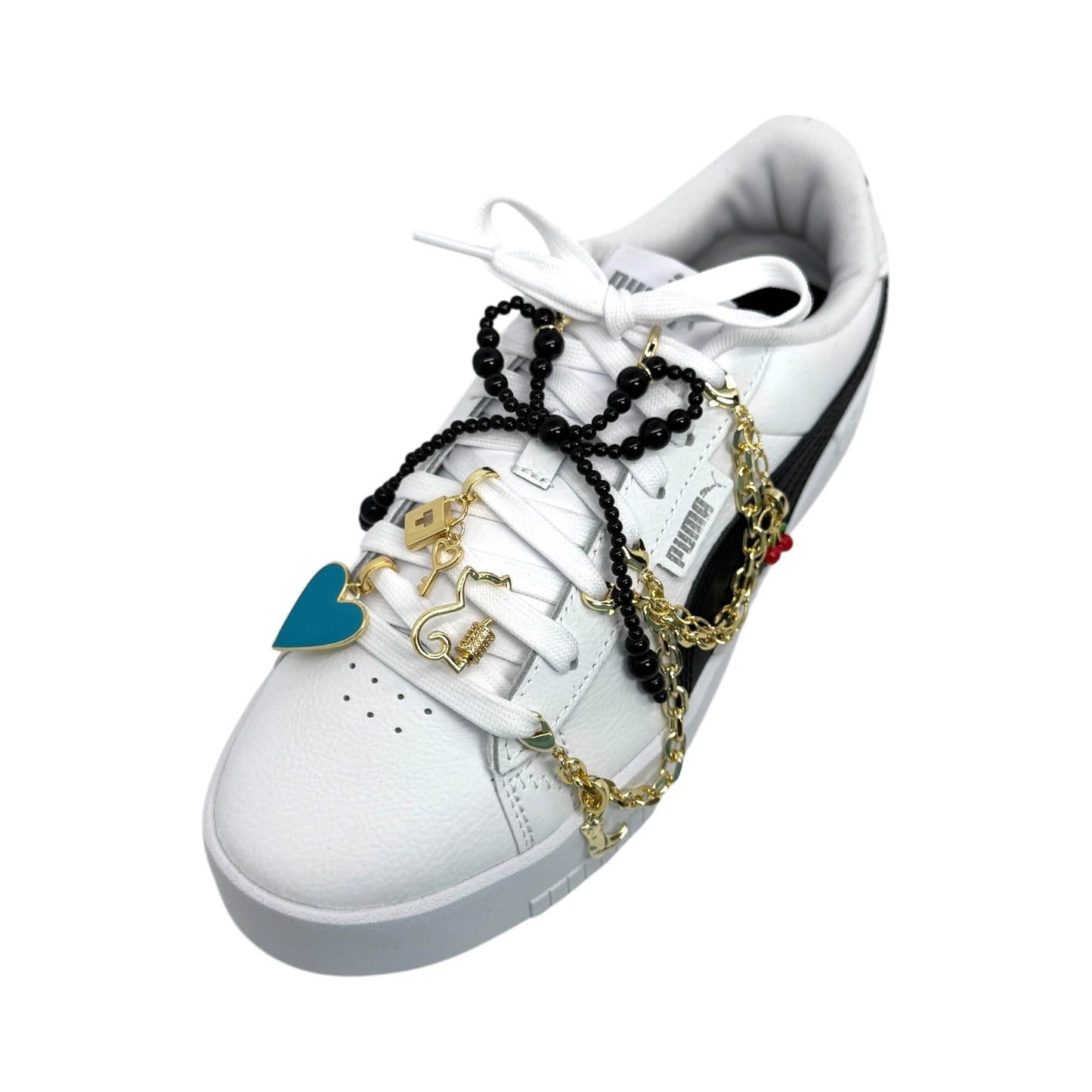 Black Pearl Bow Shoe Charm – 18K Gold Plated Sneaker Accessory