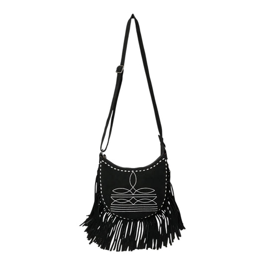 ADBG1625 – Western Suede Fringe Crossbody with Boot Stitch Embroidery