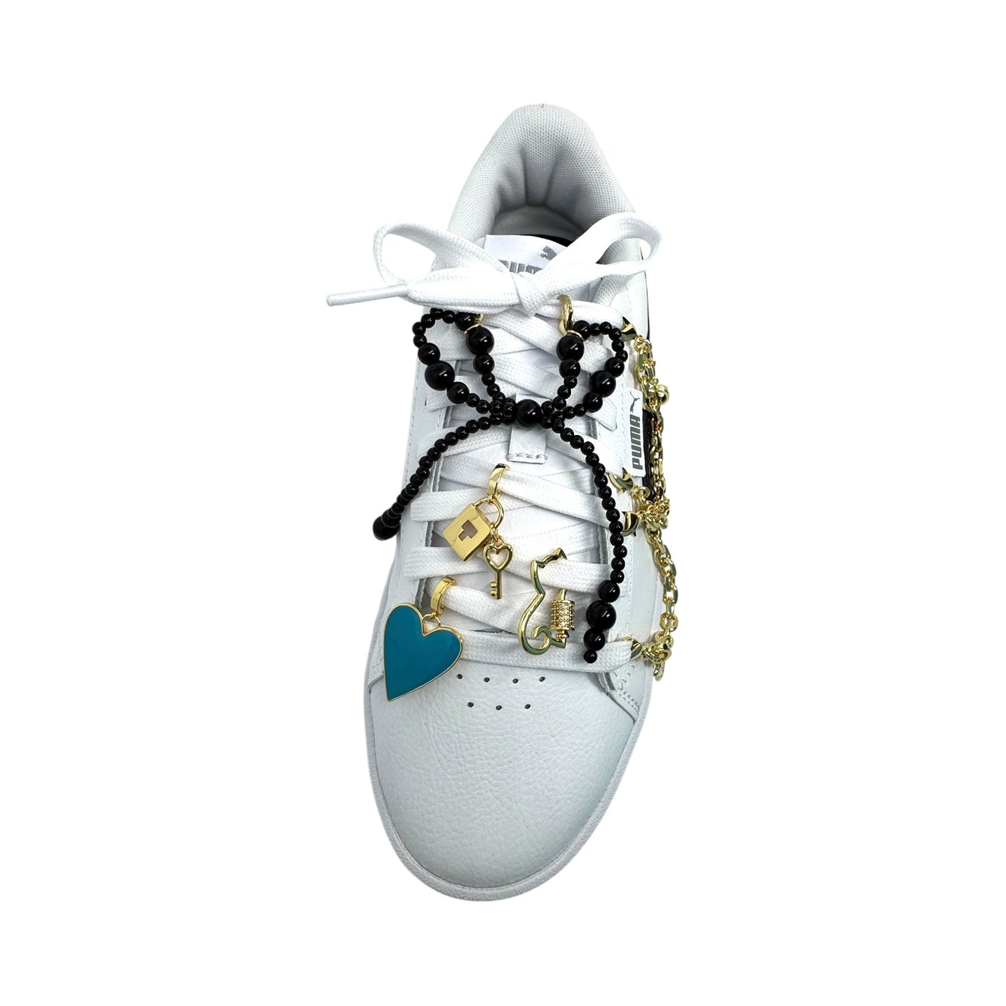 Black Pearl Bow Shoe Charm – 18K Gold Plated Sneaker Accessory