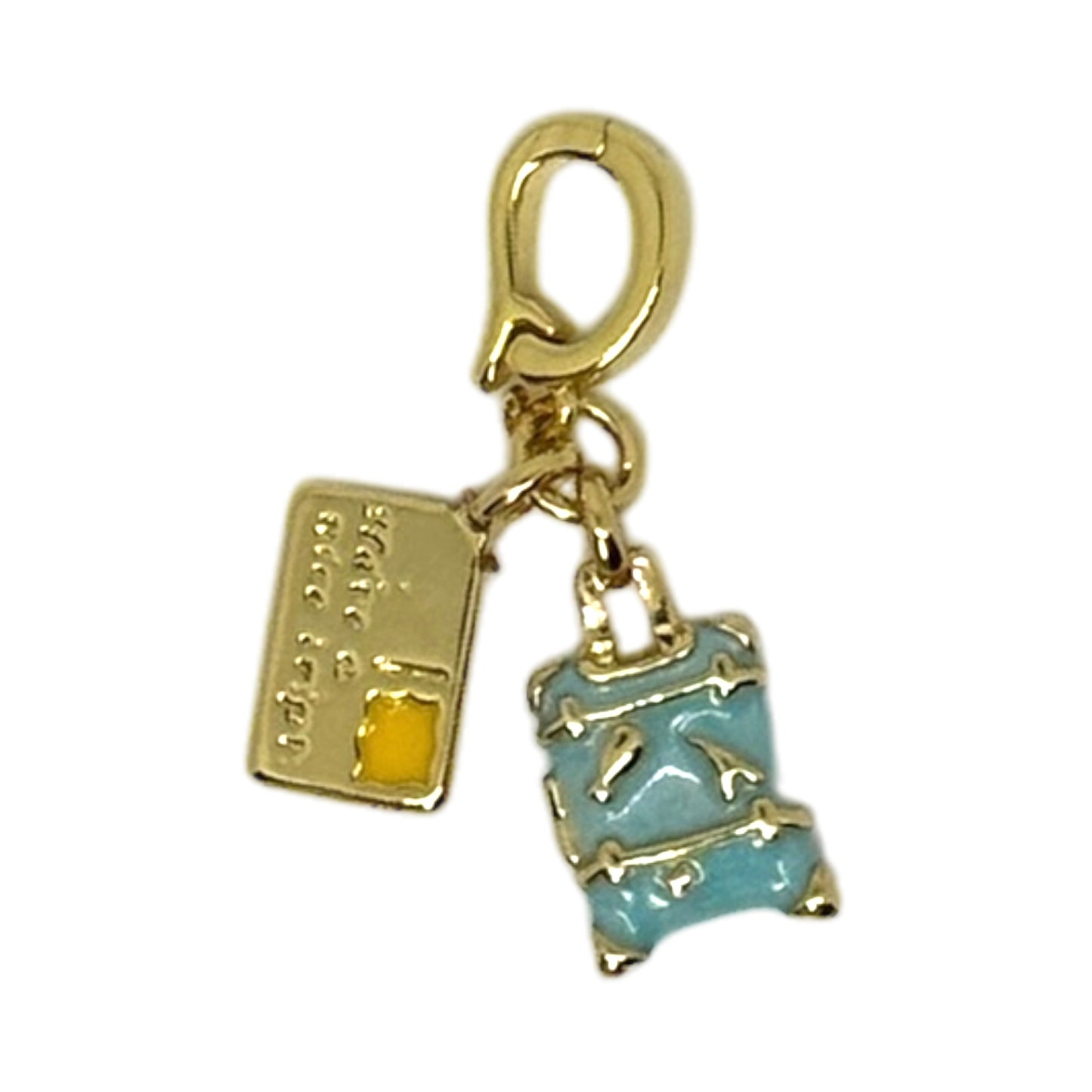Travel Charm – Mini Suitcase & Credit Card in Triple Plated 18K Gold with Clasp