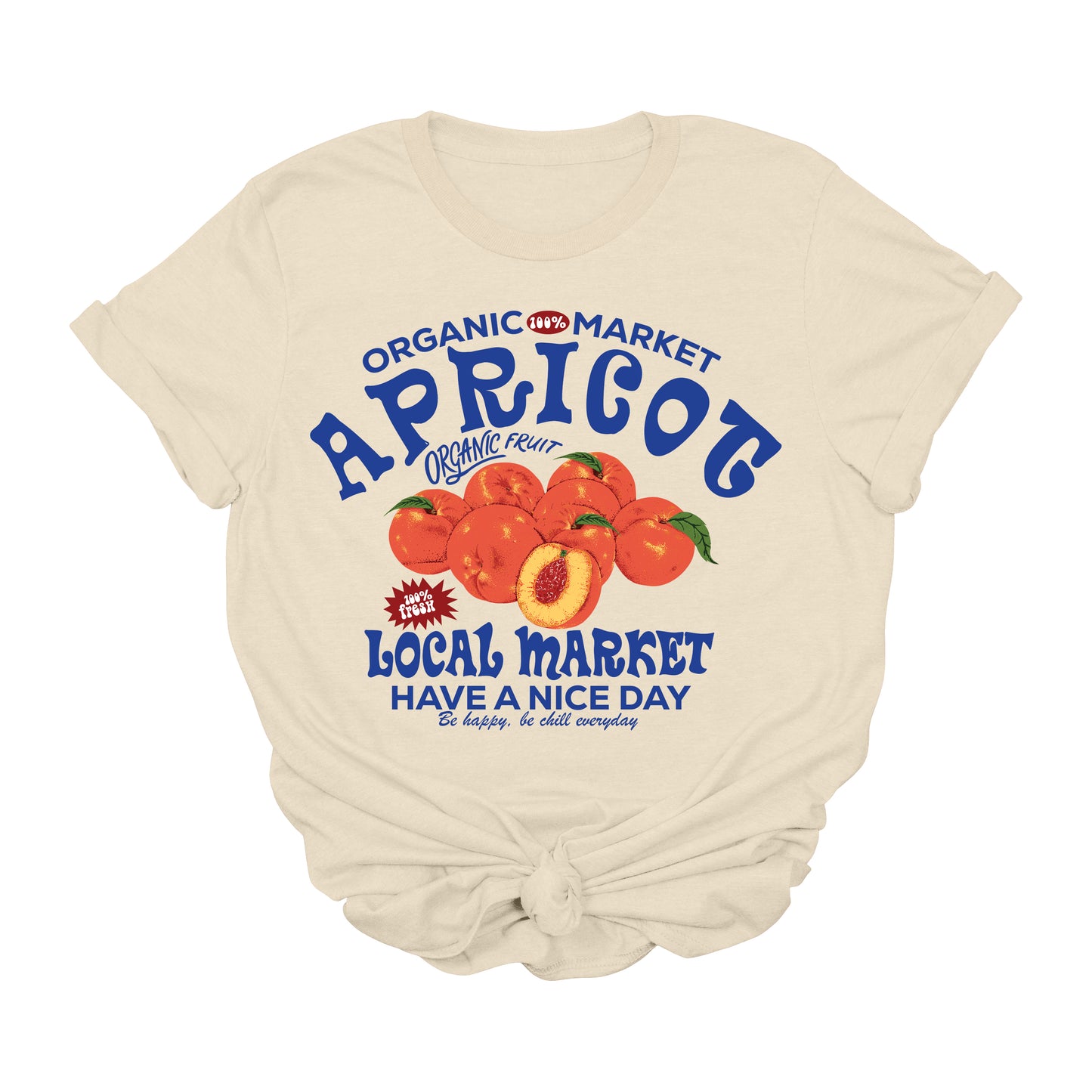 Retro Apricot Graphic T-Shirt | Organic Fruit Market Tee | Cute Vintage Style Unisex Shirt | Soft Local Market Shirt for Women | Aesthetic Farmer’s Market T-Shirt | Summer Fruit Tee