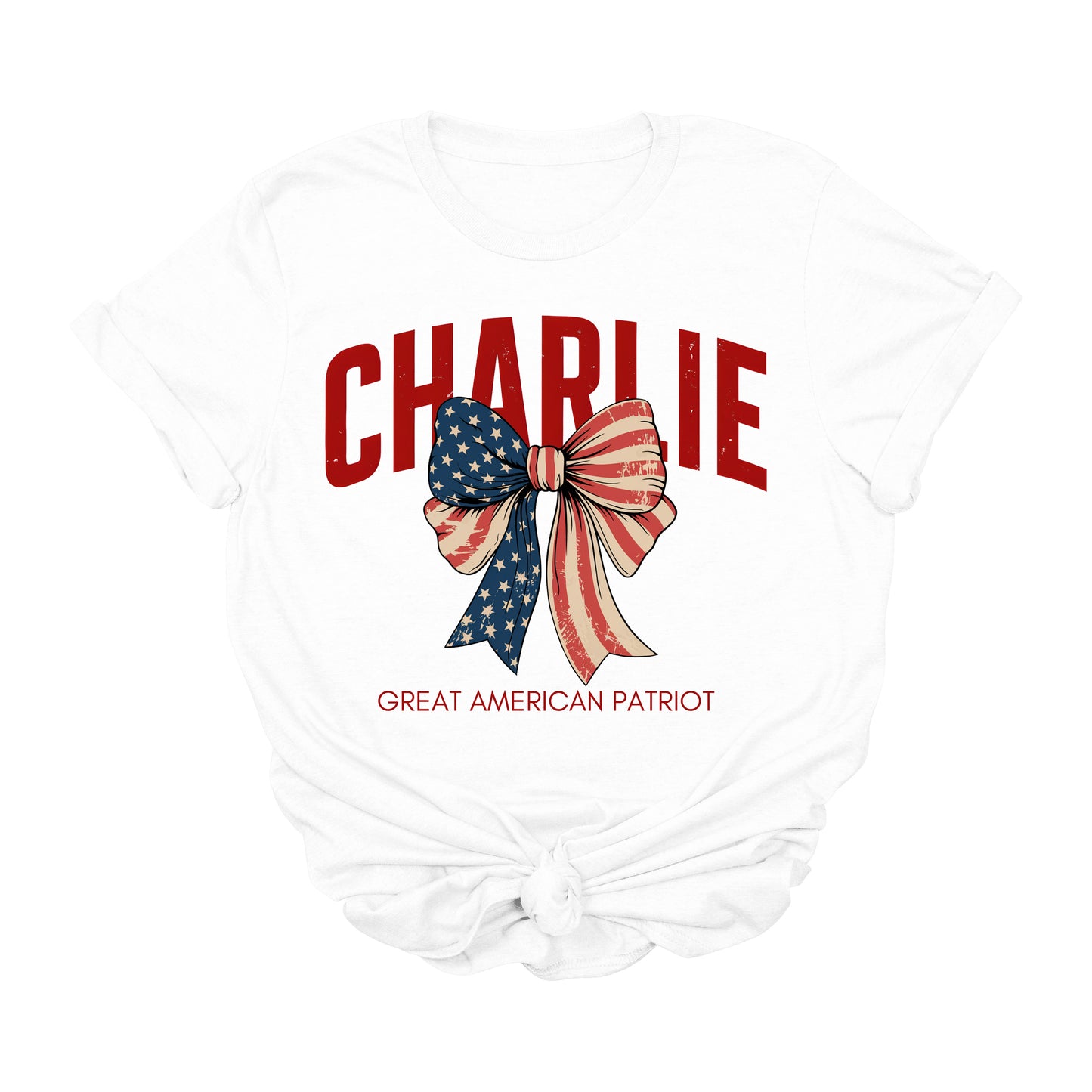 Charlie Kirk Great American Patriot T-Shirt β USA Flag Bow Graphic Tee