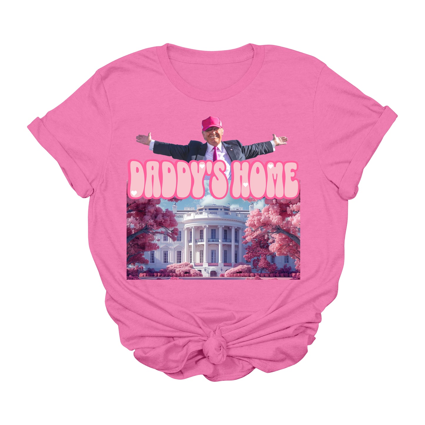 Daddy’s Home Trump T-Shirt | Funny White House Conservative Graphic Tee | Pink Political MAGA Shirt | Patriotic Pop Art Election Tee | 2025 USA Apparel