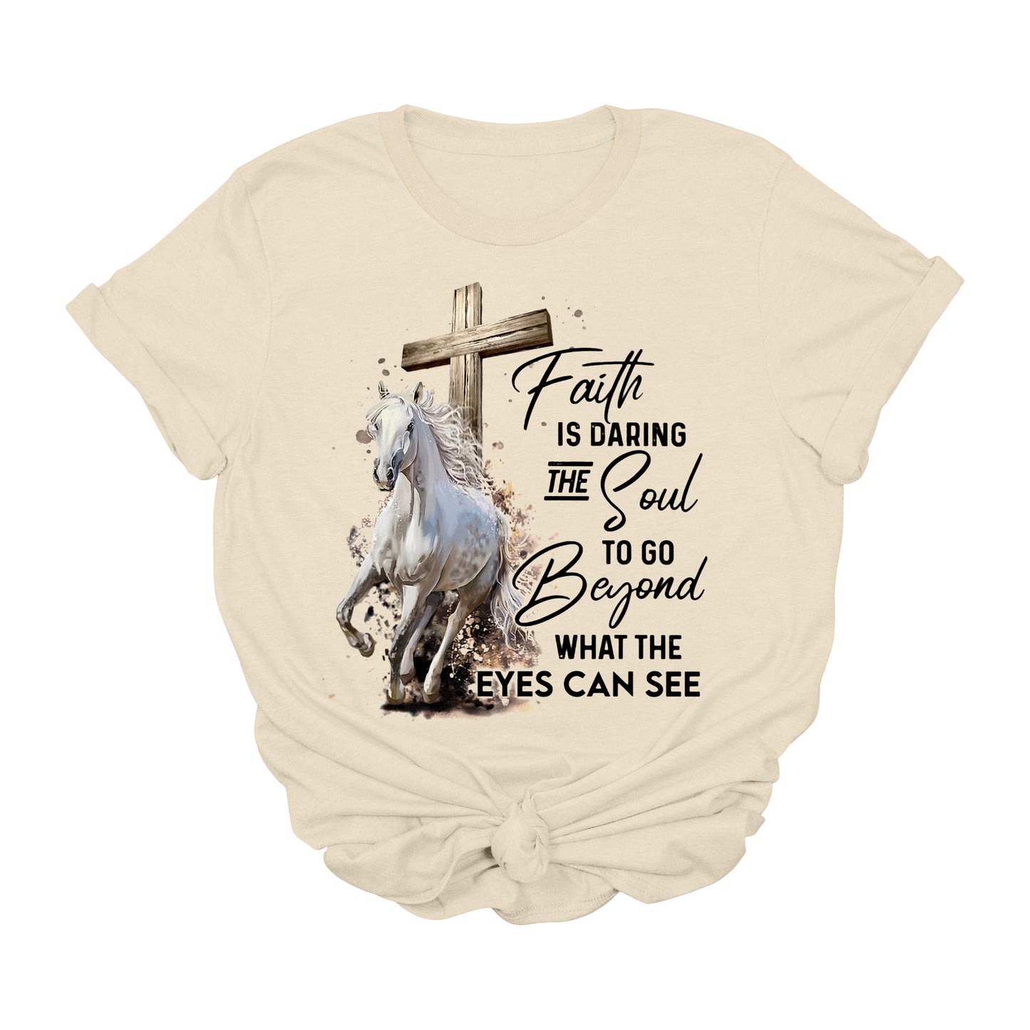 Faith Is Daring the Soul Western Horse Graphic Tee | Christian Cowgirl Faith Shirt