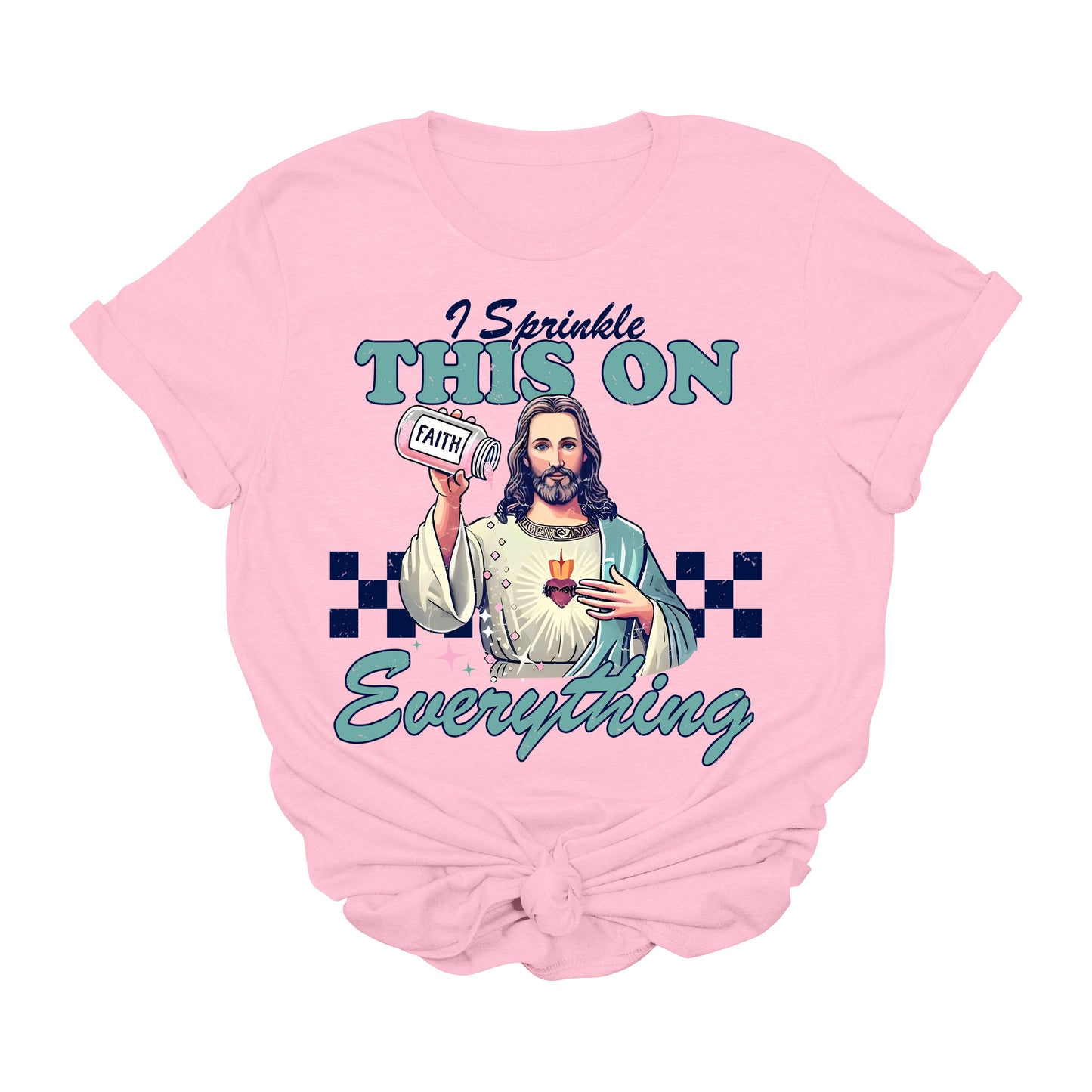 Sprinkle Faith on Everything T-Shirt | Funny Christian Graphic Tee | Retro Jesus Faith Shirt | Unisex Religious Apparel | Uplifting Bible-Inspired Gift