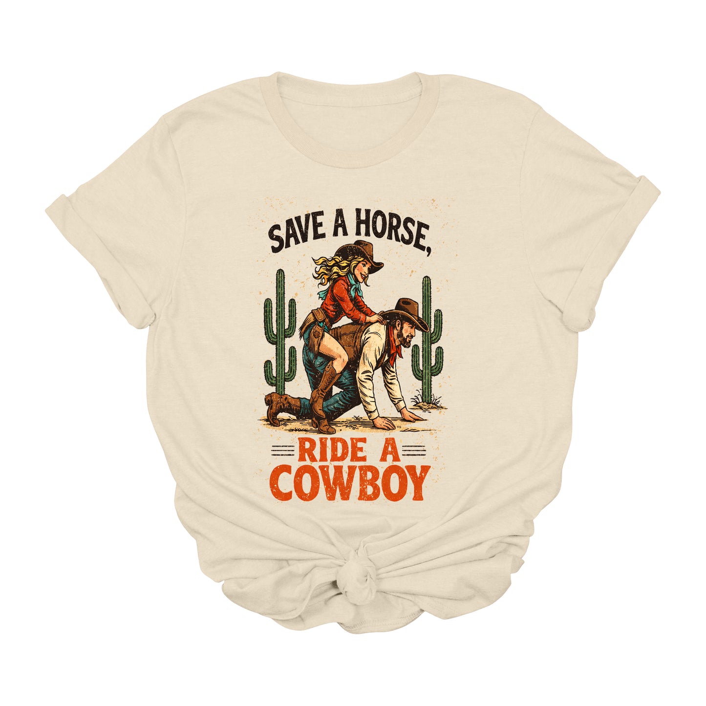 Save a Horse Ride a Cowboy Graphic Tee | Funny Western Cowgirl Shirt
