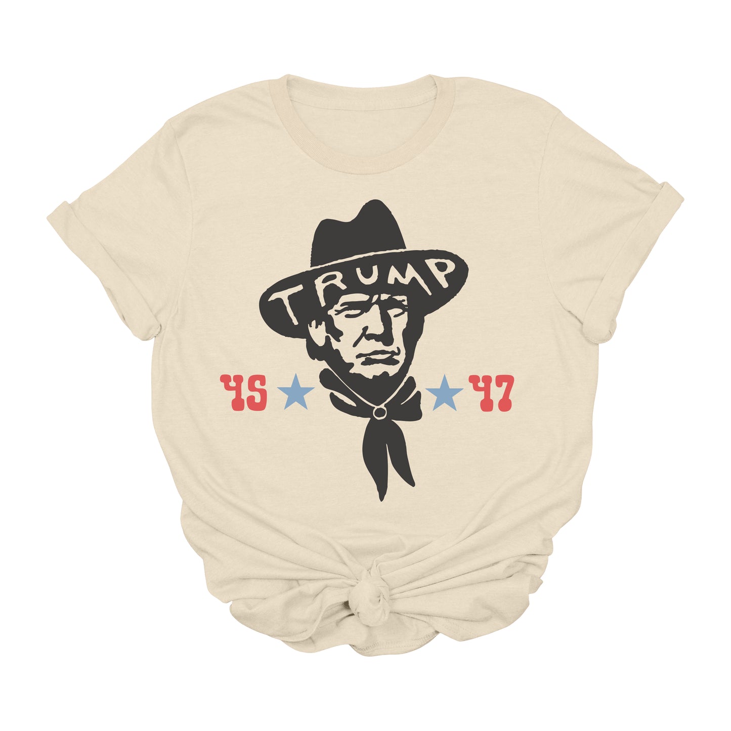 Trump Cowboy 45 & 47 Graphic T-Shirt | Western Conservative Tee | Country Western Trump Shirt | 2024 Election Patriotic Tee | USA Political Shirt
