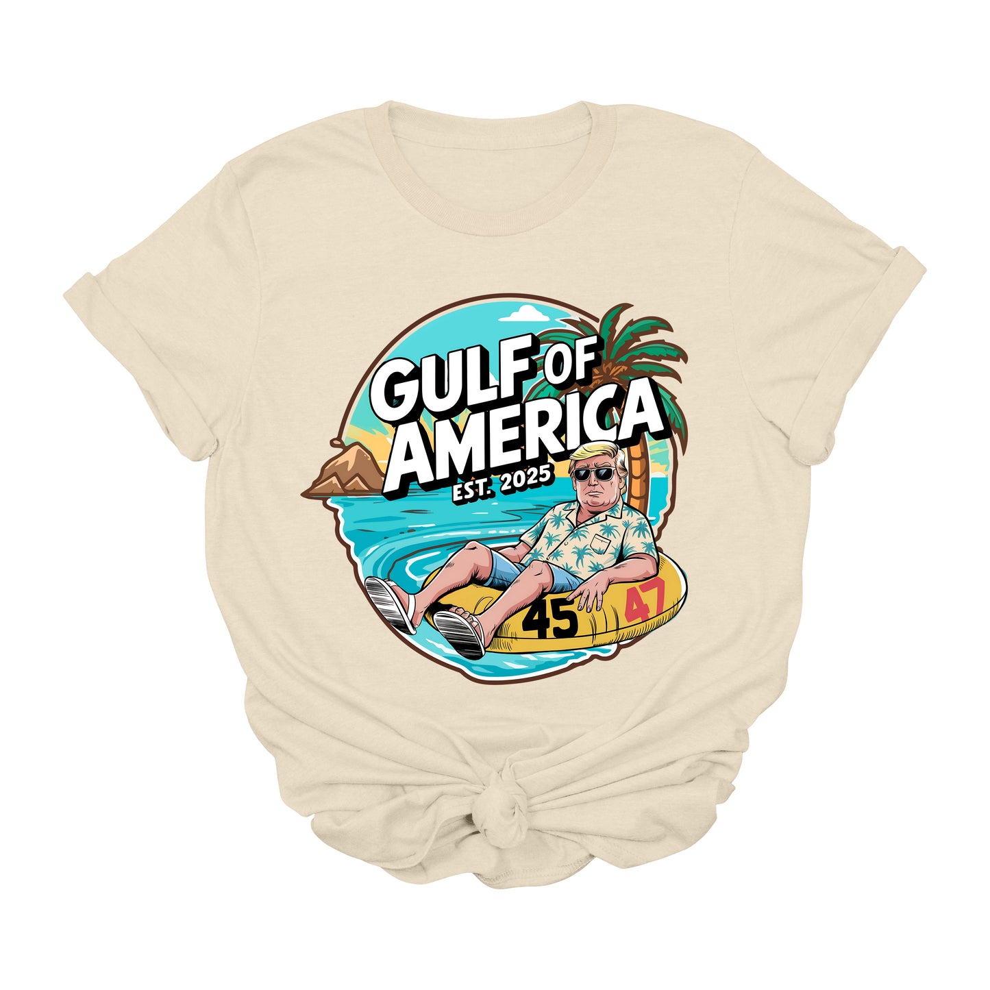 Trump Gulf of America T-Shirt | Funny Float Tube MAGA Graphic Tee | Patriotic Conservative Vacation Shirt | Summer Lake Beach Trump Tee | USA 45 47 2025