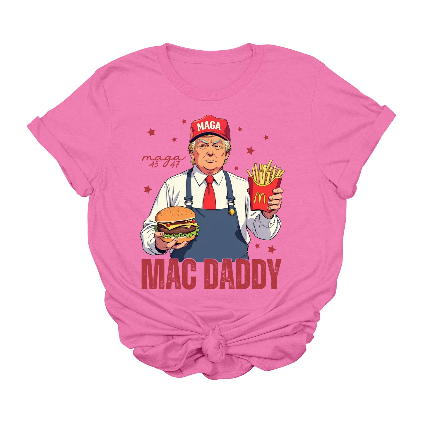 Mac Daddy Trump T-Shirt | Funny Fast Food MAGA Graphic Tee | Patriotic Conservative Burger & Fries Shirt | 45 47 Political USA T-Shirt 2025