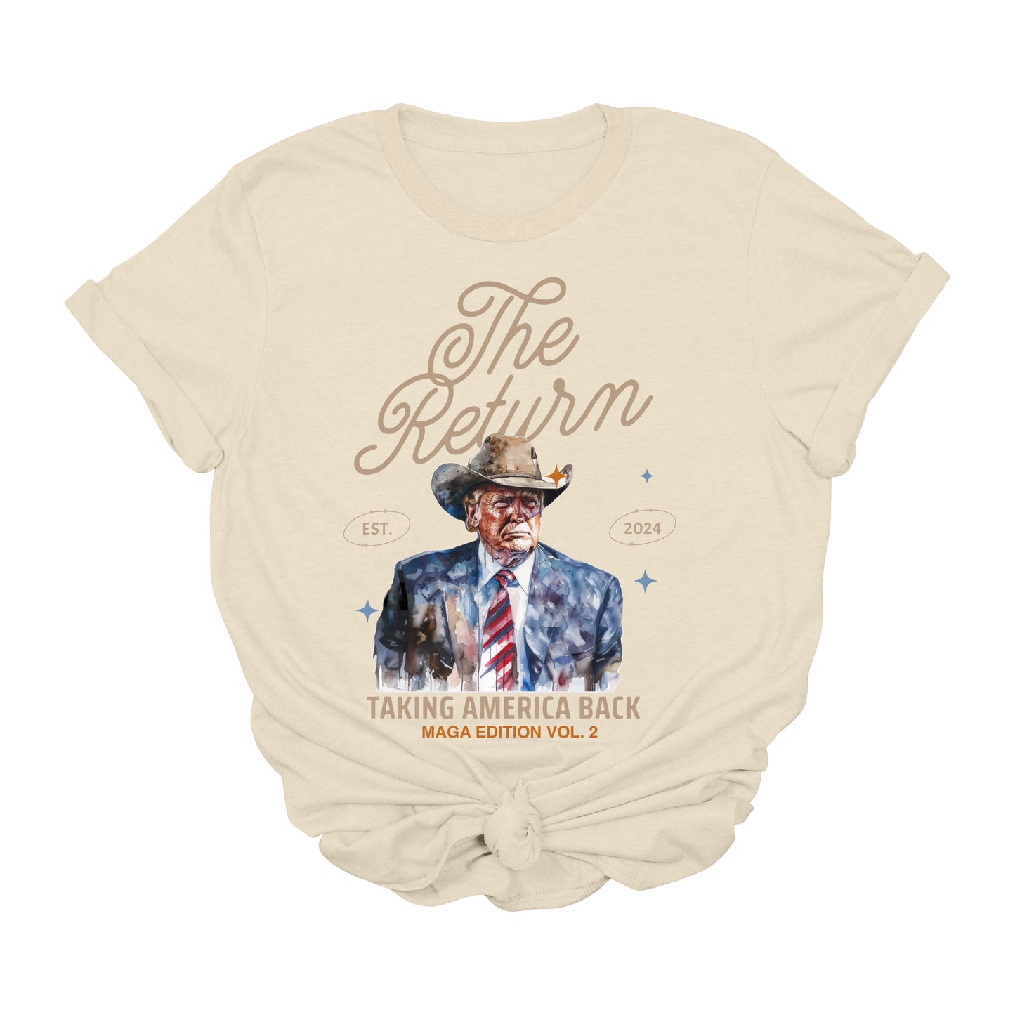 The Return Trump T-Shirt | MAGA Edition Vol. 2 Cowboy Graphic Tee | Conservative Western Patriotic Shirt | Political Apparel USA
