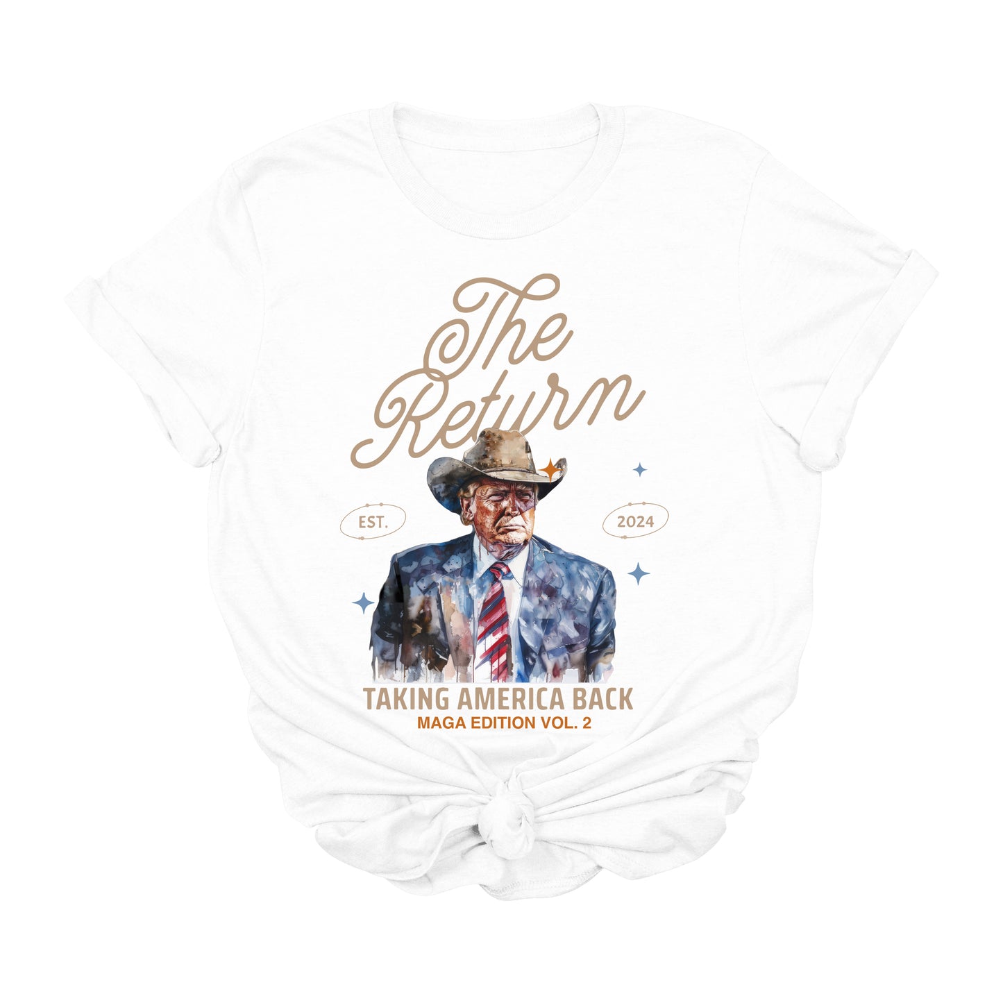 The Return Trump T-Shirt | MAGA Edition Vol. 2 Cowboy Graphic Tee | Conservative Western Patriotic Shirt | Political Apparel USA