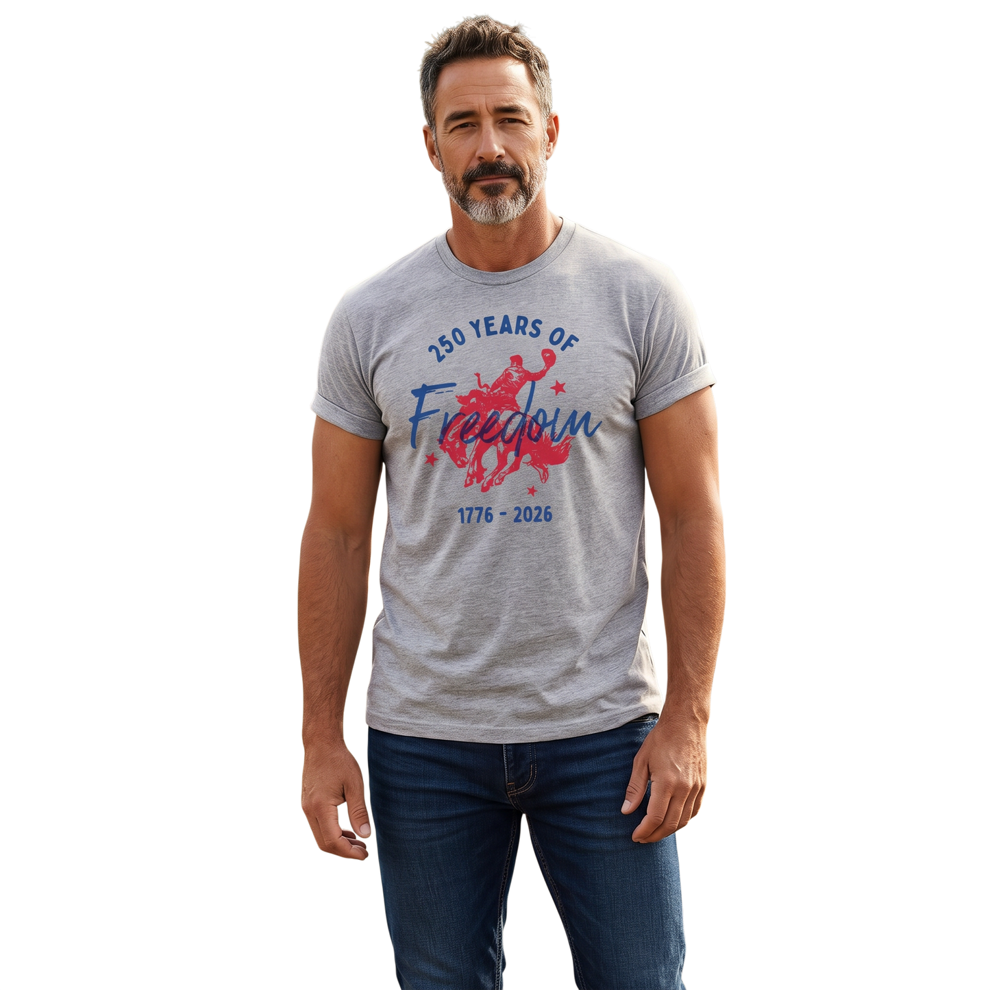250 Years of Freedom Patriotic Rodeo Tee | 1776-2026 Americana Graphic T-Shirt