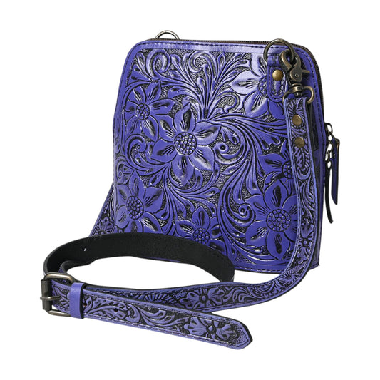 ADBG1136 Hand Tooled Leather Crossbody Bag – Compact Floral Western Purse by American Darling