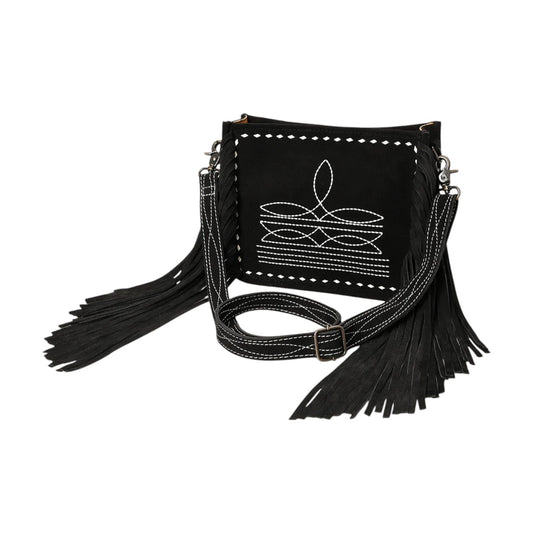 ADBG1572 – Western Suede Leather Crossbody Bag with Boot Stitch Embroidery