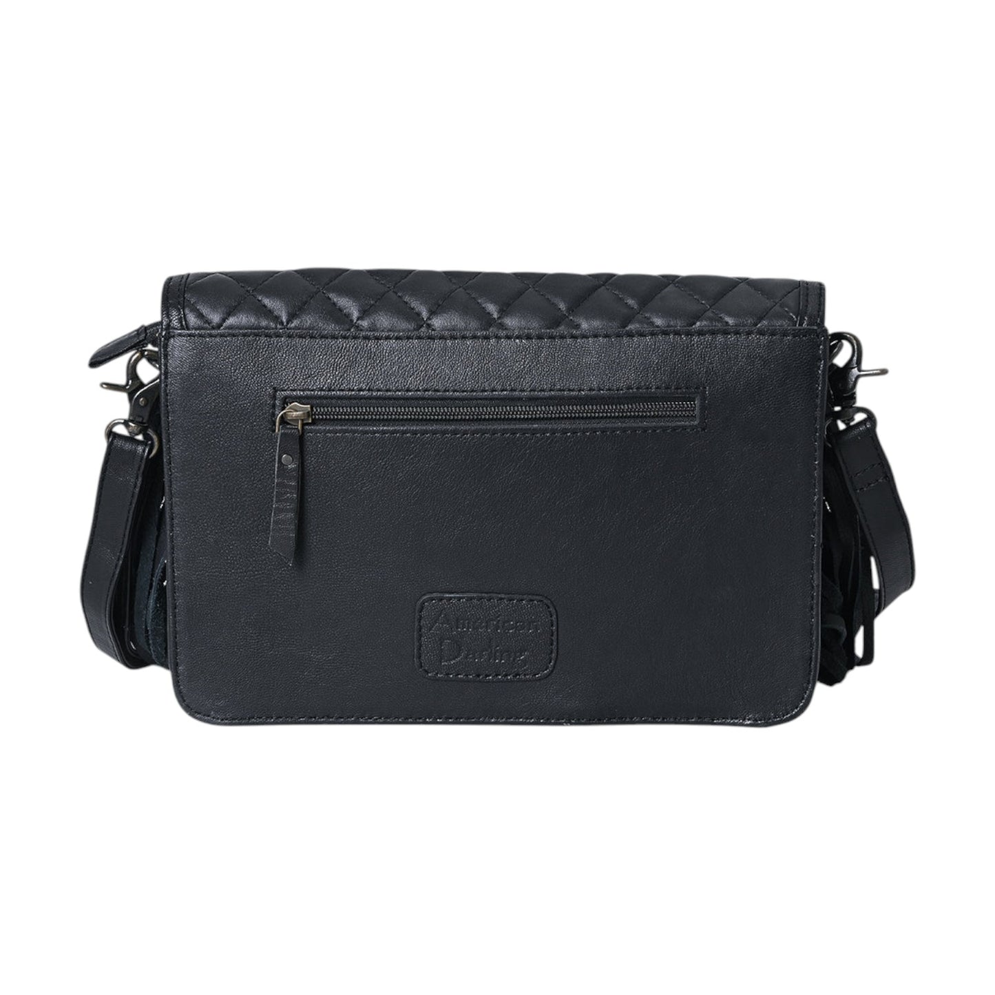 ADBG1668 – Hand-Tooled Quilted Leather Fringe Crossbody Bag | Genuine Western Purse by American Darling