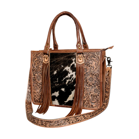 ADBG230BKW – Cowhide & Hand-Tooled Leather Western Tote Bag | Genuine Leather Purse by American Darling