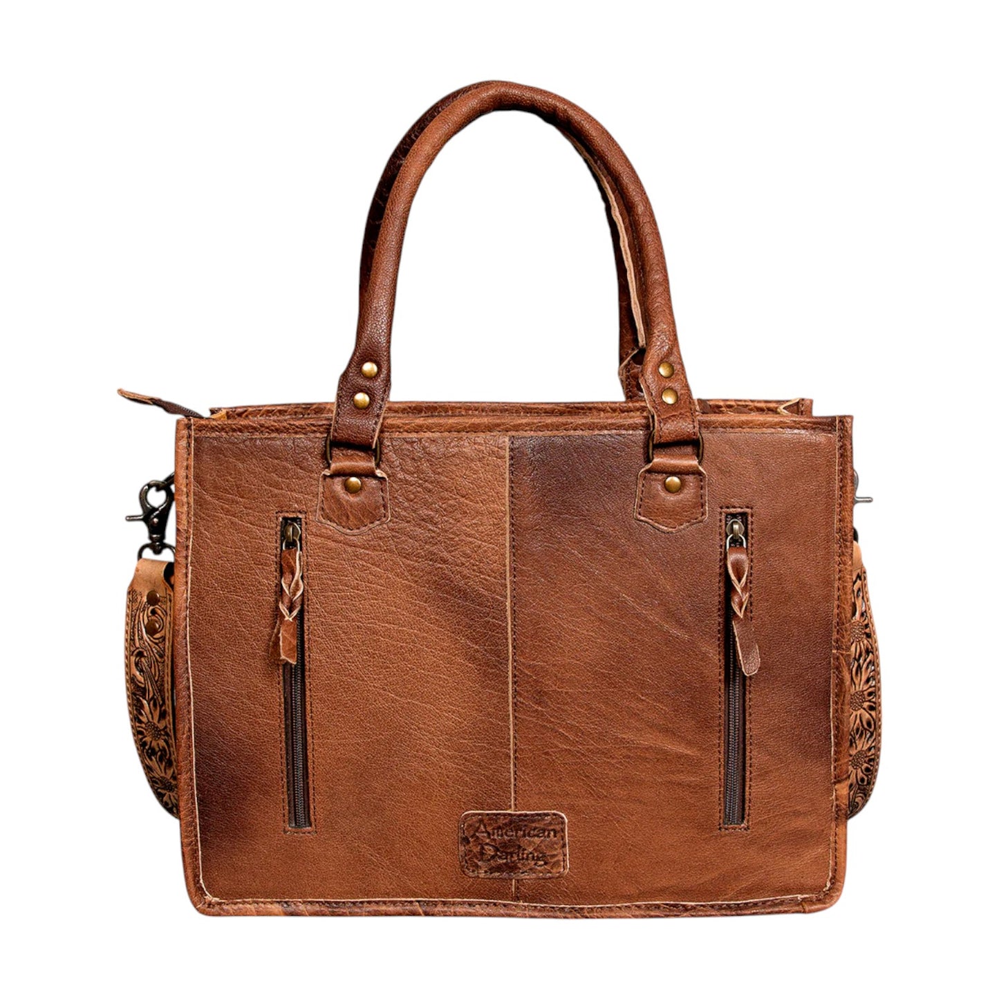 ADBG230BKW – Cowhide & Hand-Tooled Leather Western Tote Bag | Genuine Leather Purse by American Darling