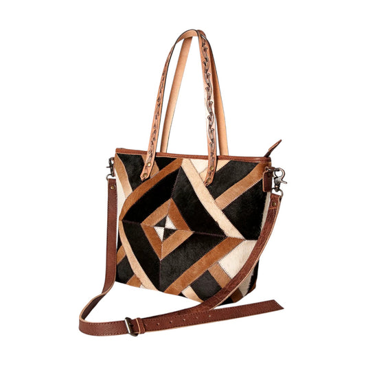 LC-ADBG533C – Patchwork Cowhide & Hair-On Leather Tote Bag | Western Carryall by American Darling