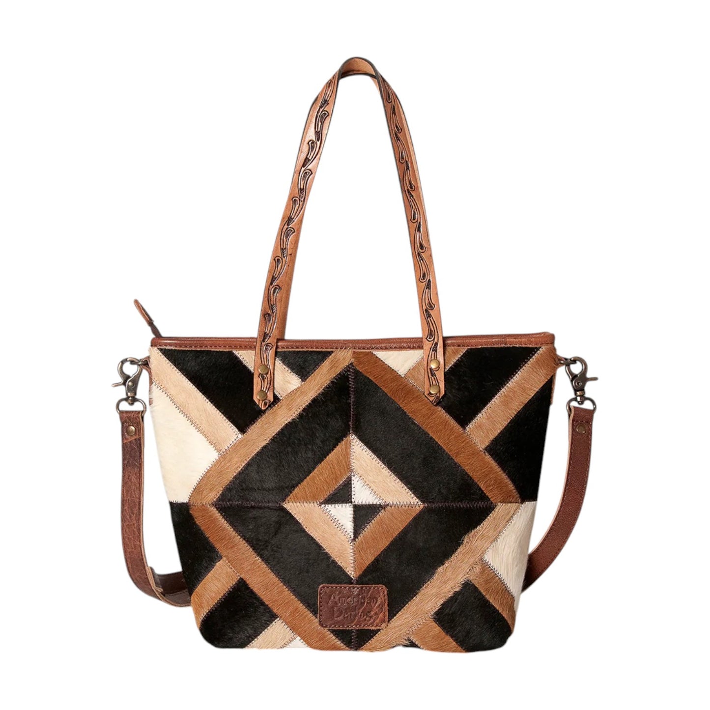 LC-ADBG533C – Patchwork Cowhide & Hair-On Leather Tote Bag | Western Carryall by American Darling