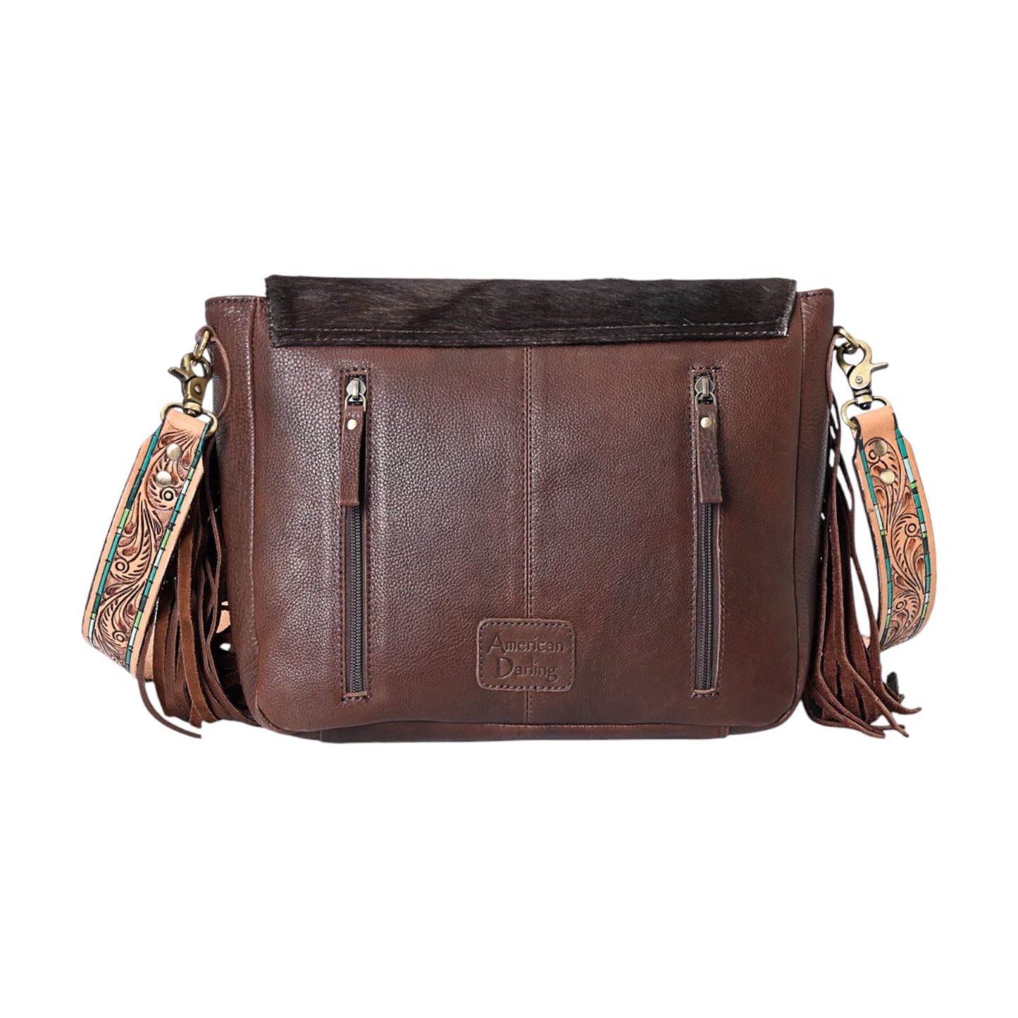 ADBGA335 – Hand Tooled Cowhide Leather Crossbody Bag | American Darling Western Fringe Shoulder Purse
