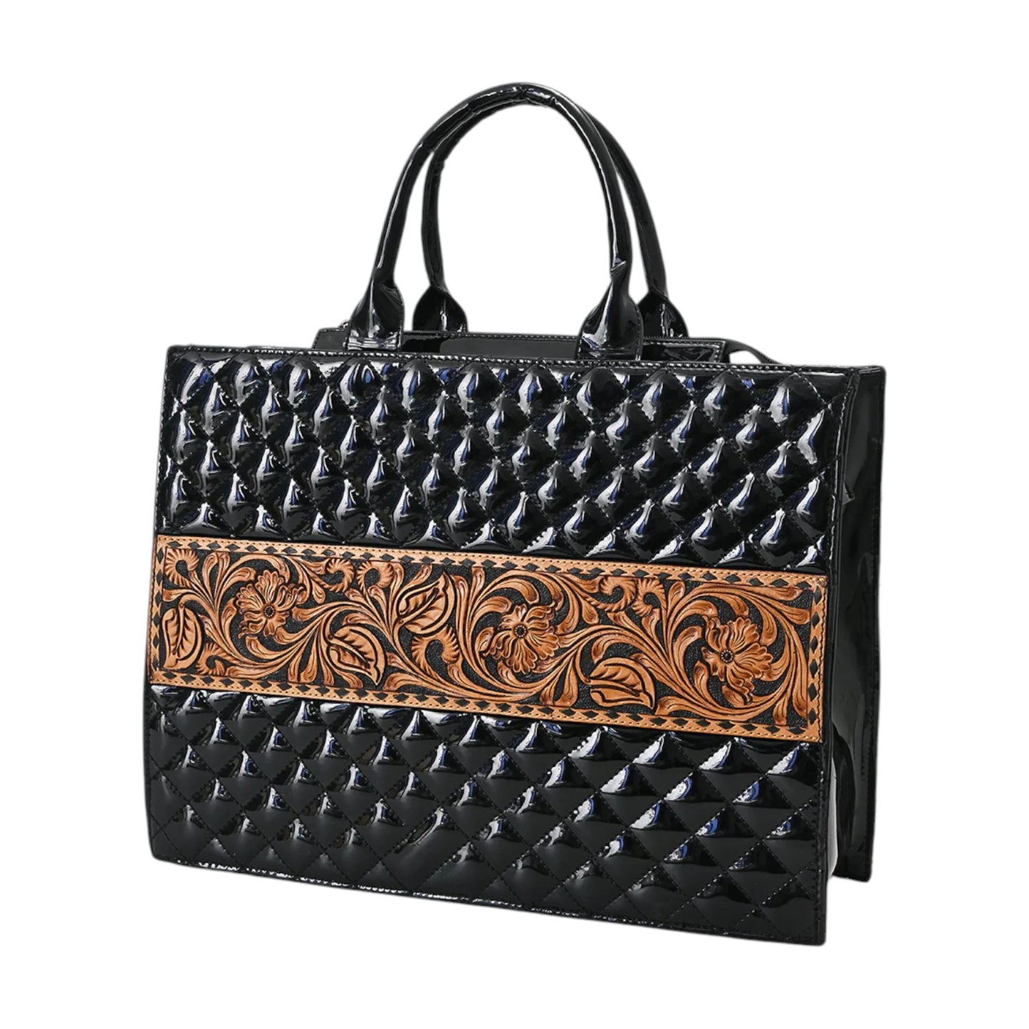 ADBGA775 – Hand-Tooled Quilted Leather Western Tote Bag | Genuine Cowgirl Shoulder Bag by American Darling