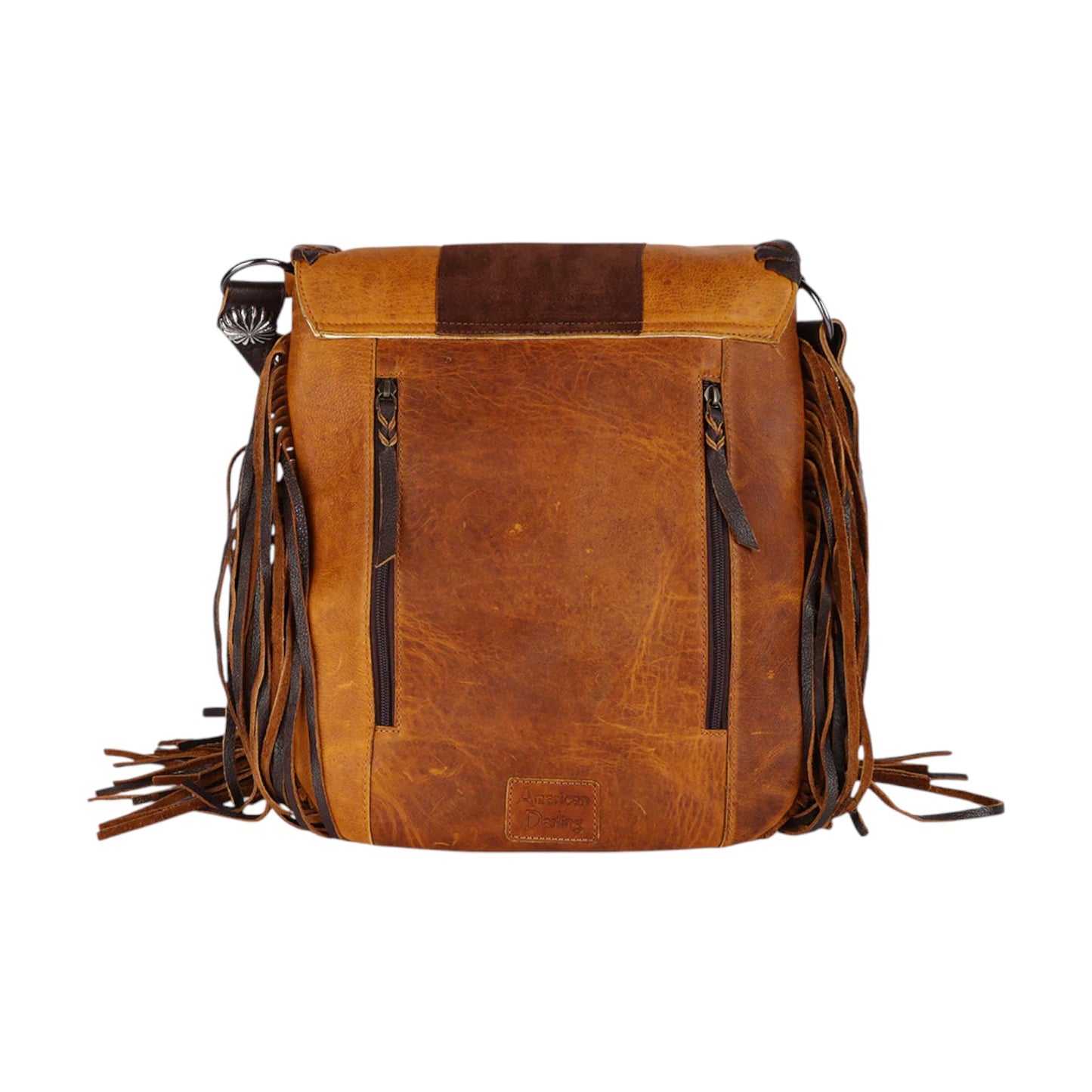 ADBGM418 – Western Leather Fringe Crossbody Bag with Concho | American Darling Genuine Handmade Purse