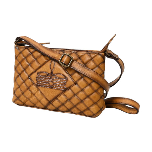 ADBGM537 – Genuine Leather Quilted Crossbody Bag with Boot Stitch