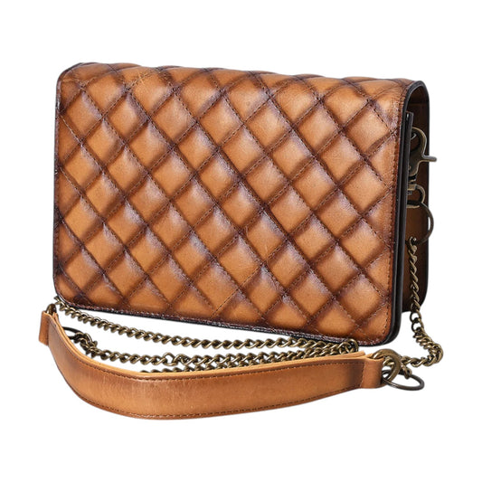 ADBGM588 – Quilted Leather Western Clutch Bag with Magnetic Closure