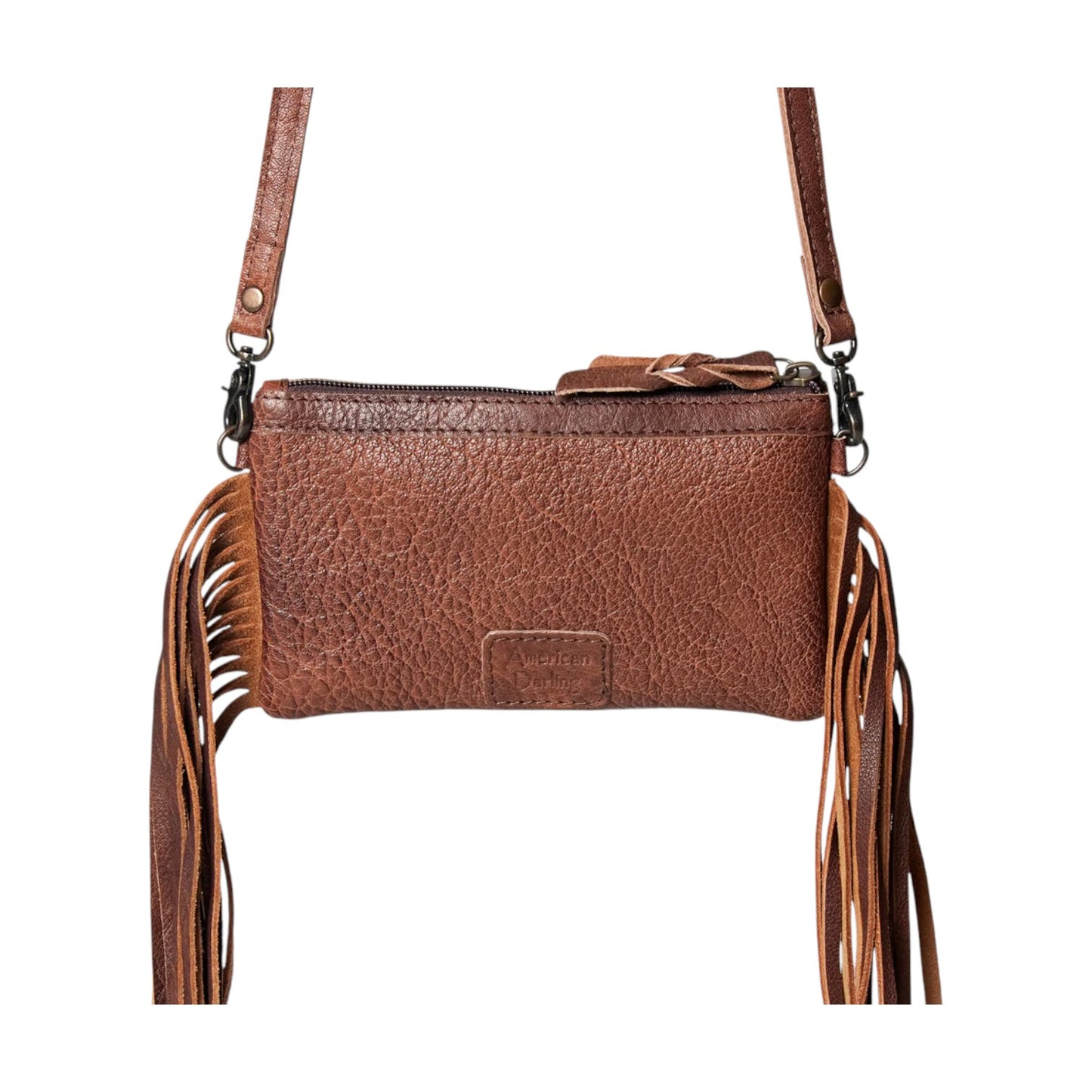 ADBGS142H Camo Cowhide Fringe Crossbody Bag – Genuine Leather Western Purse by American Darling