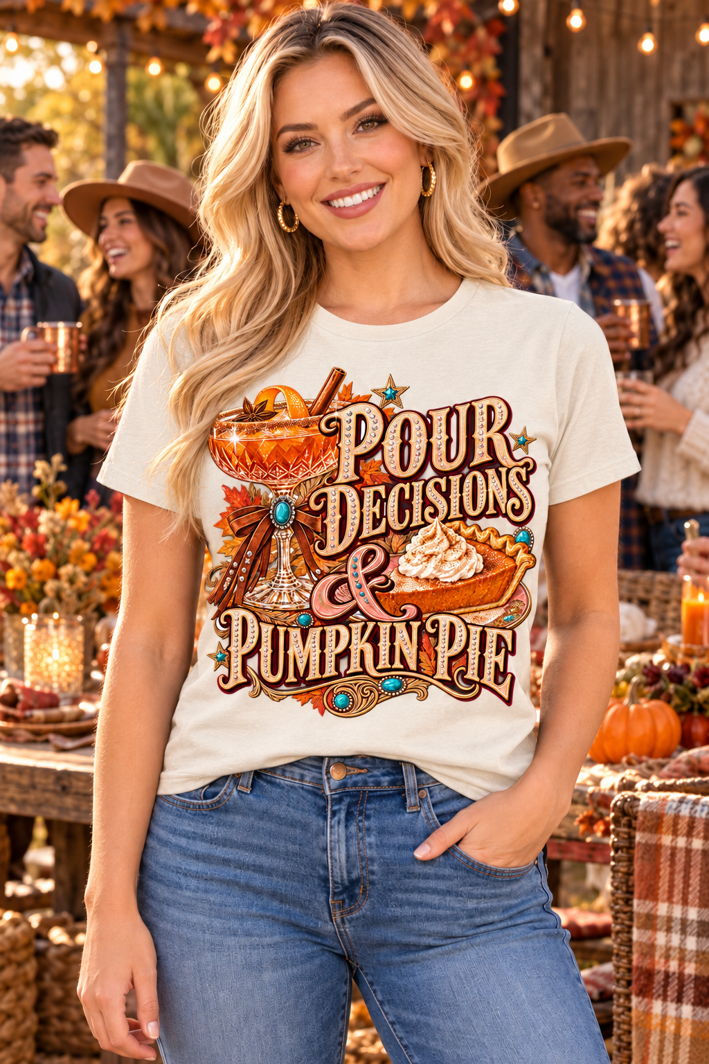 Pour Decisions & Pumpkin Pie Thanksgiving Graphic Tee