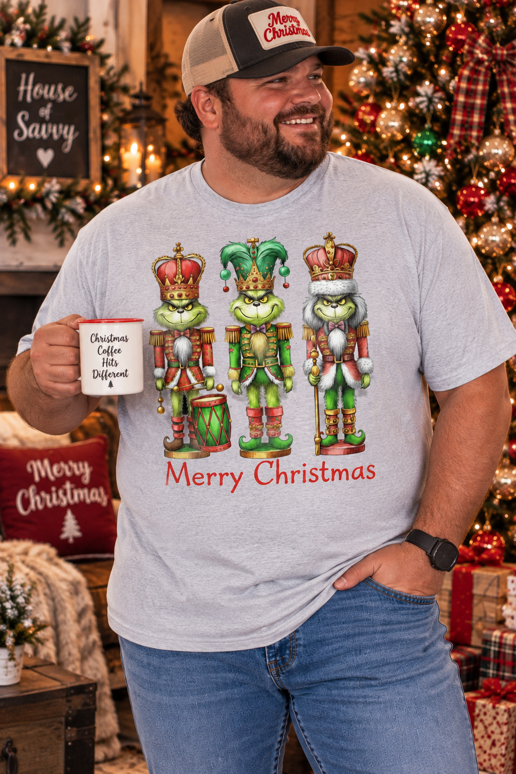 Merry Christmas Mischievous Nutcracker Graphic Tee