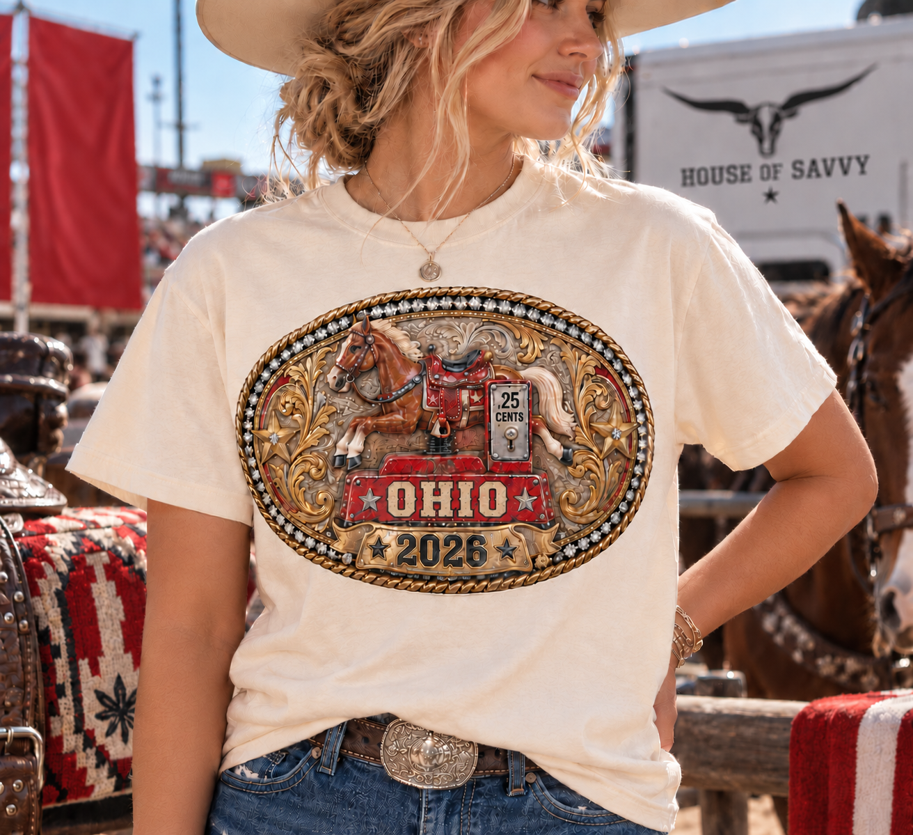 Ohio 2026 Coin Operated Horse Belt Buckle Tee