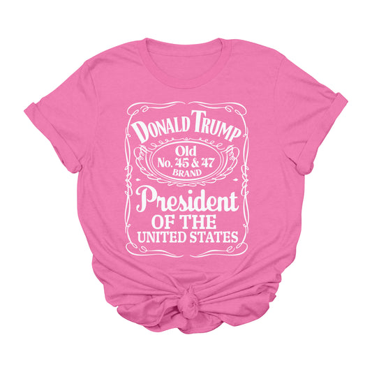 Donald Trump 45 & 47 President T-Shirt | Old No. 45 & 47 Label Graphic Tee | Patriotic Political Shirt | USA Election 2024 Shirt | Unisex Conservative Tee