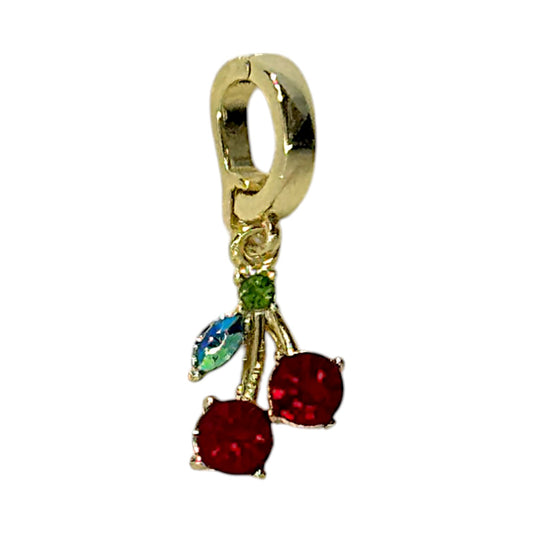 Cherry Charm – Crystal Red Gemstone Fruit in Triple Plated 18K Gold with Clasp