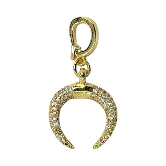 Crystal Crescent Horn Charm – Gold Clip-On for Necklaces, Bracelets & More